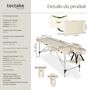 Voir la diapositive 6 : tectake Table de massage portable pliante 2 zones largeur 61 cm et rembourrage de 4 cm beige