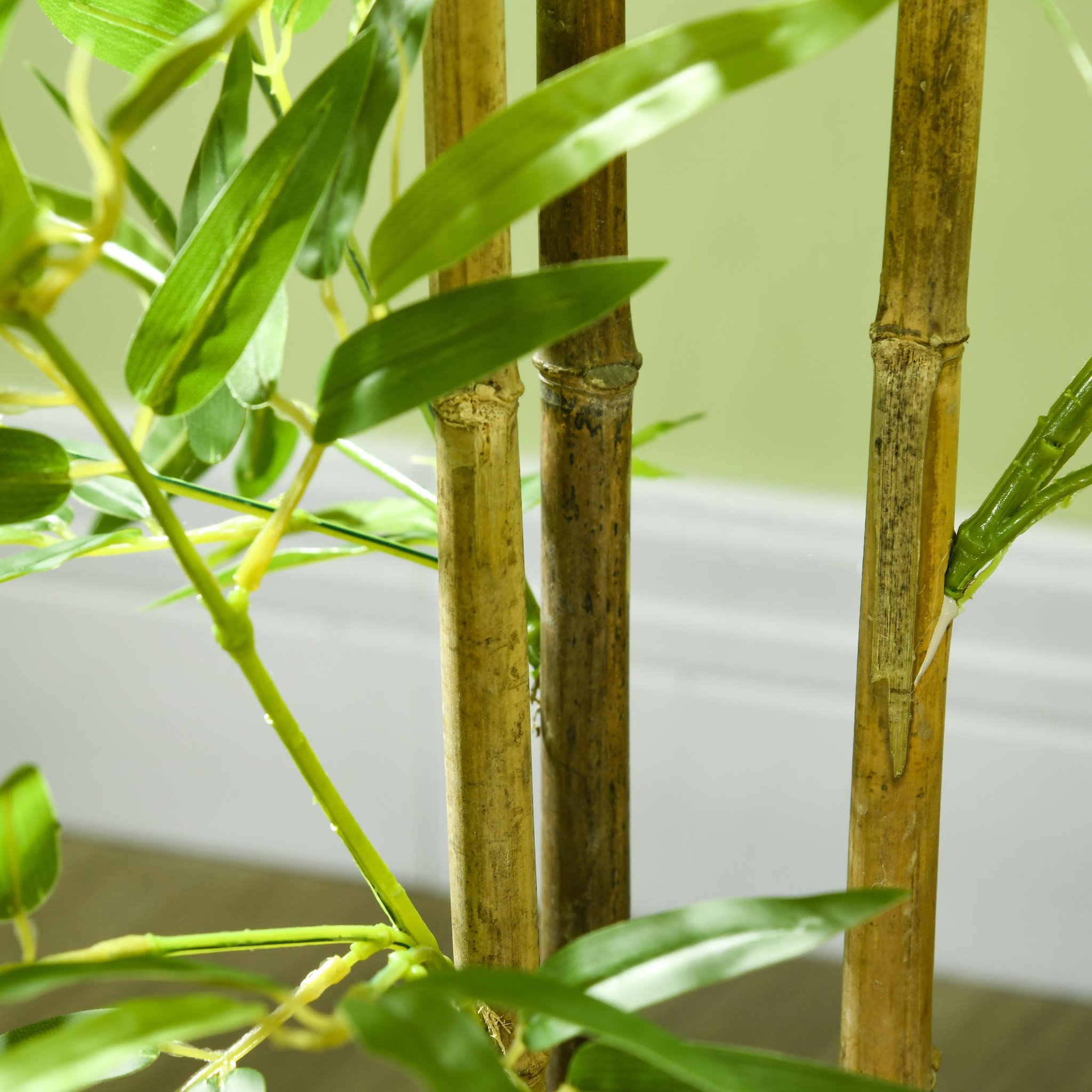 Voir la diapositive 6 : HOMCOM Bambou artificiel 1,20H m - plante artificielle - 498 feuilles réalistes, vrais troncs - pot inclus
