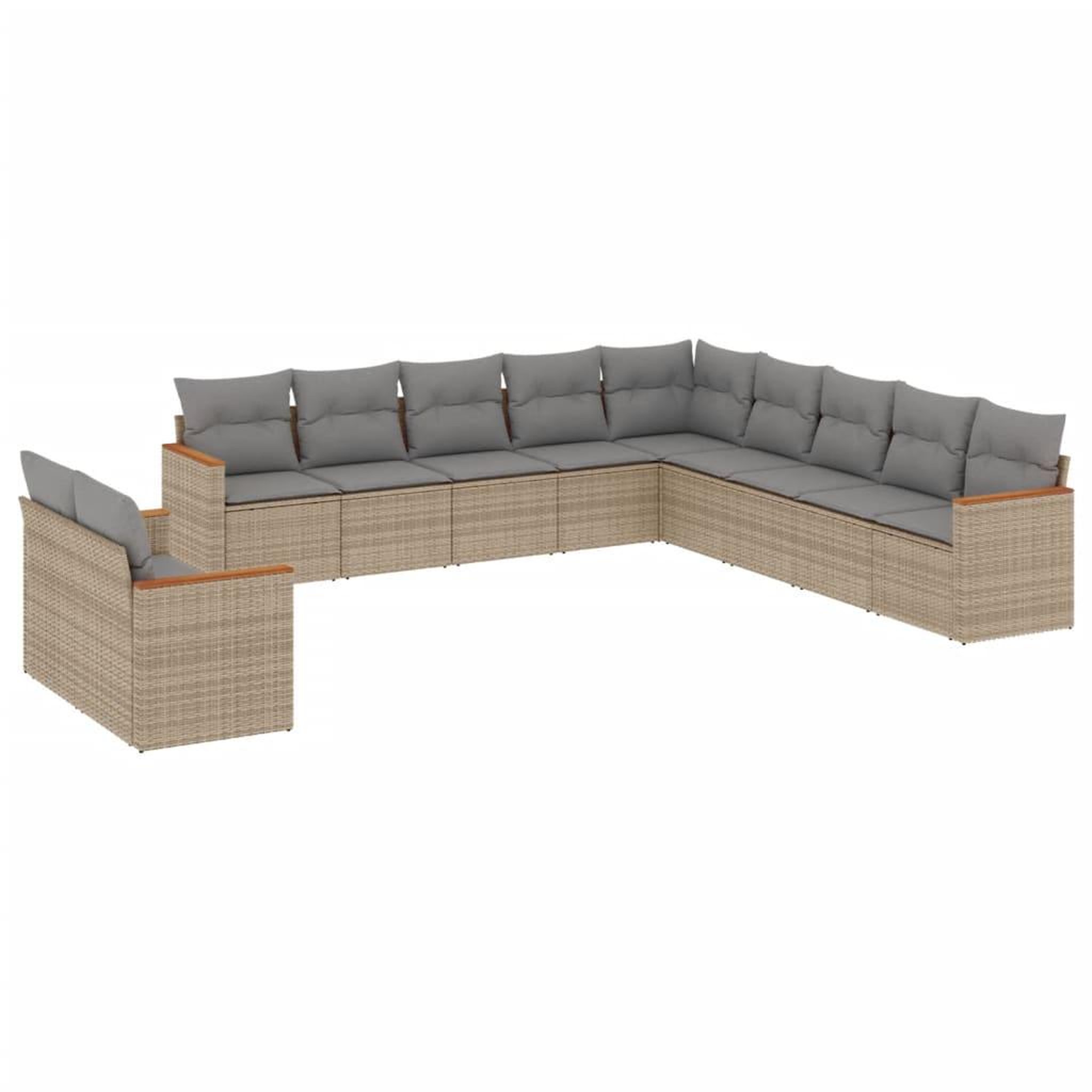 Voir la diapositive 2 : VIDAXL Salon de jardin 11 pcs avec coussins beige resine tressee