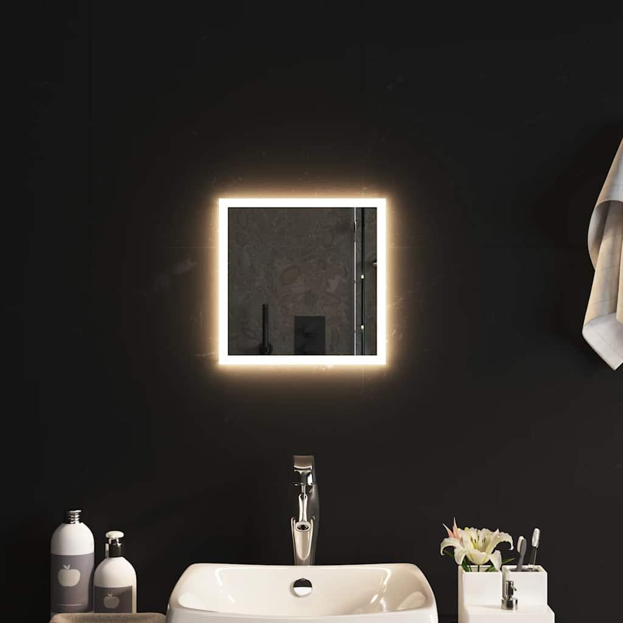 Voir la diapositive 1 : VIDAXL Miroir de salle de bain a LED 30x30 cm