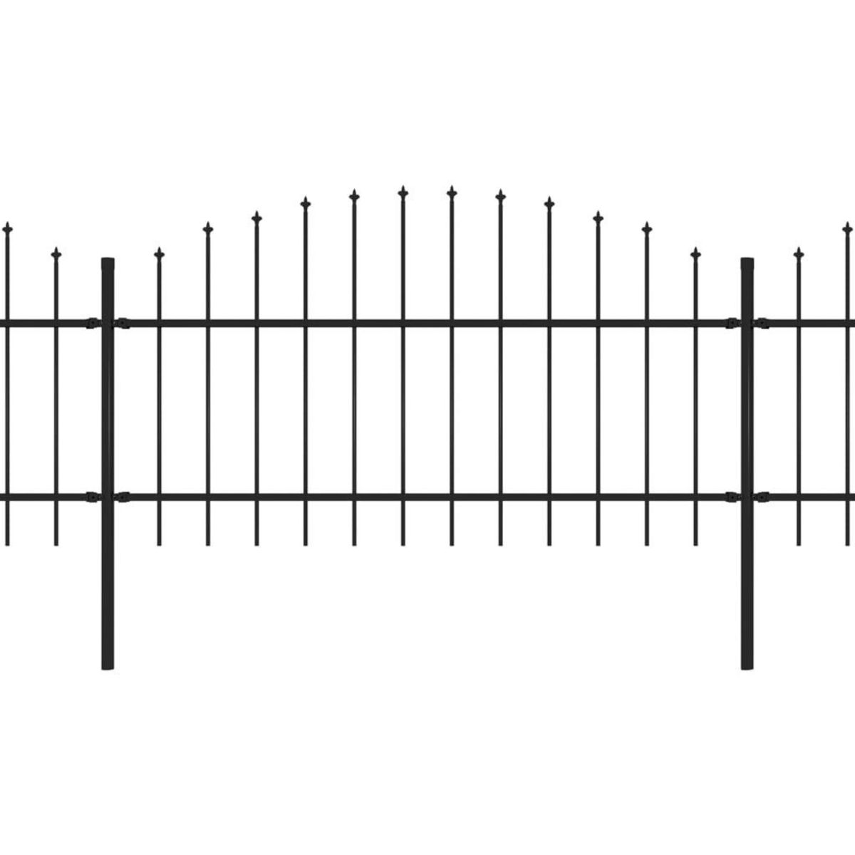 VIDAXL Cloture de jardin avec dessus en forme de lance en acier 892,5 x 125 cm Noir