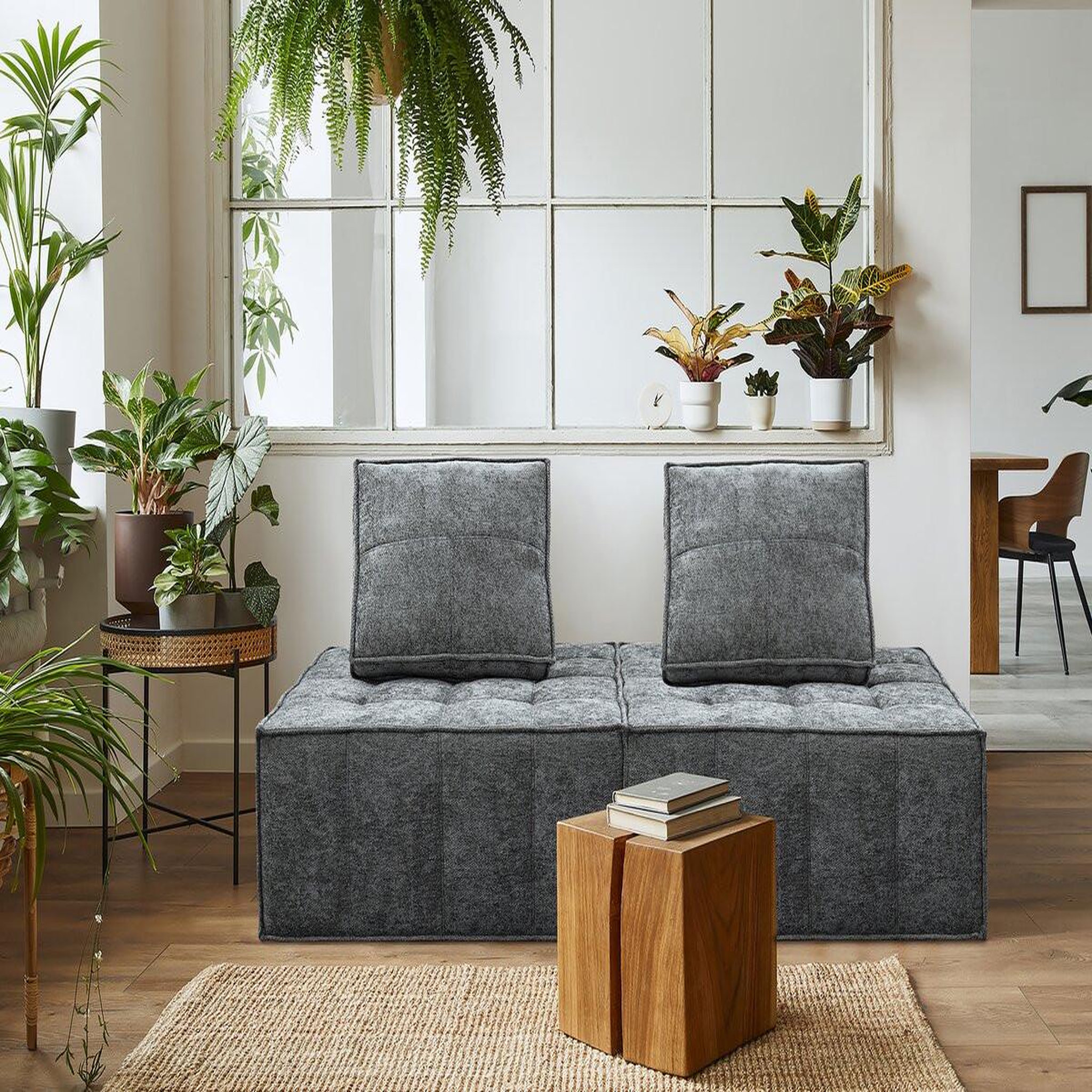 Voir la diapositive 2 : Habitat et Jardin Chauffeuse en tissu texturé  velluto  - 96 x 100 x 89 cm - gris