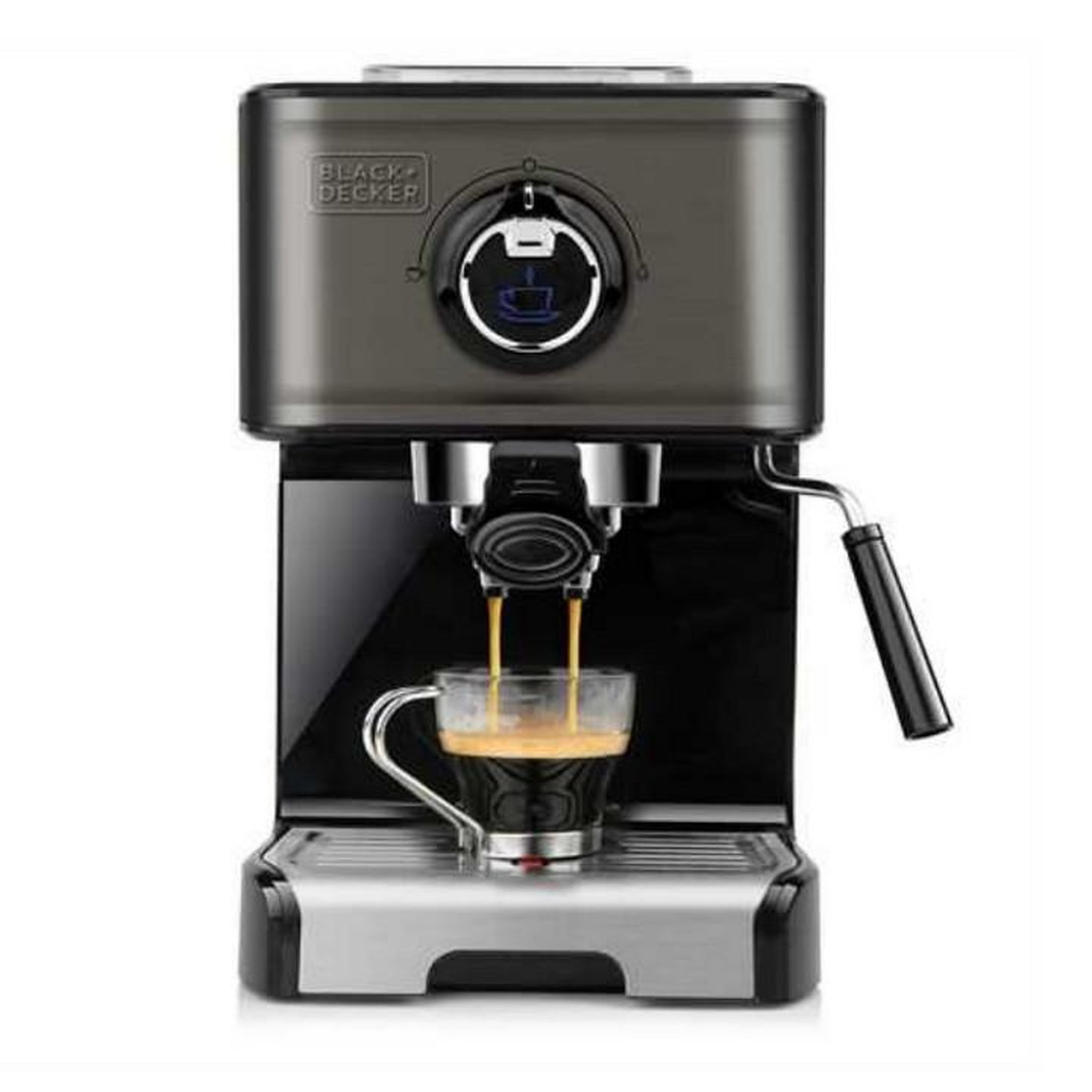 Voir la diapositive 2 : Black et Decker Machine à expresso 15 bars gris - BXCO1200E
