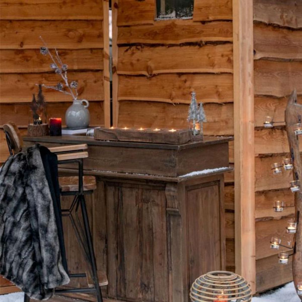 Paris Prix Photophore 5 Têtes en Bois  Deer  58cm Naturel