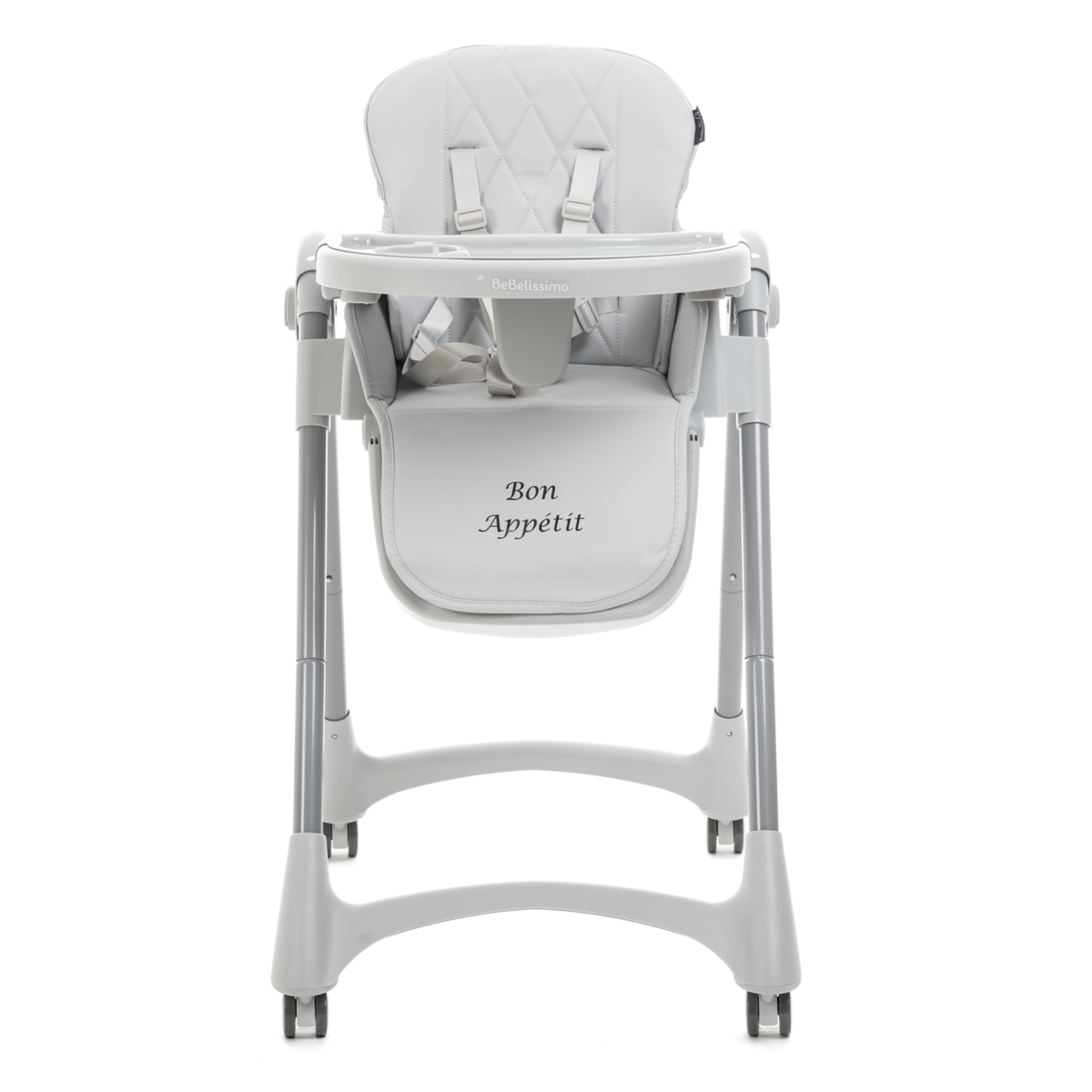 BEBELISSIMO Bebelissimo - Chaise haute évolutive bébé - Pliable - Compacte - Réglable hauteur - De 6 mois à 3 ans (15kg) - gris - Bon Appetit