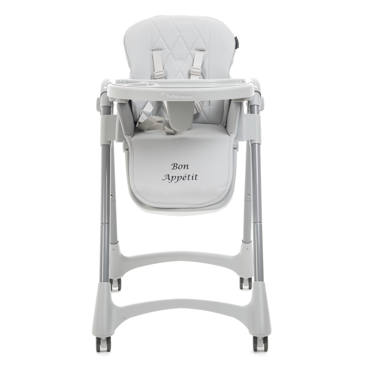 BEBELISSIMO Bebelissimo - Chaise haute évolutive bébé - Pliable - Compacte - Réglable hauteur - De 6 mois à 3 ans (15kg) - gris - Bon Appetit