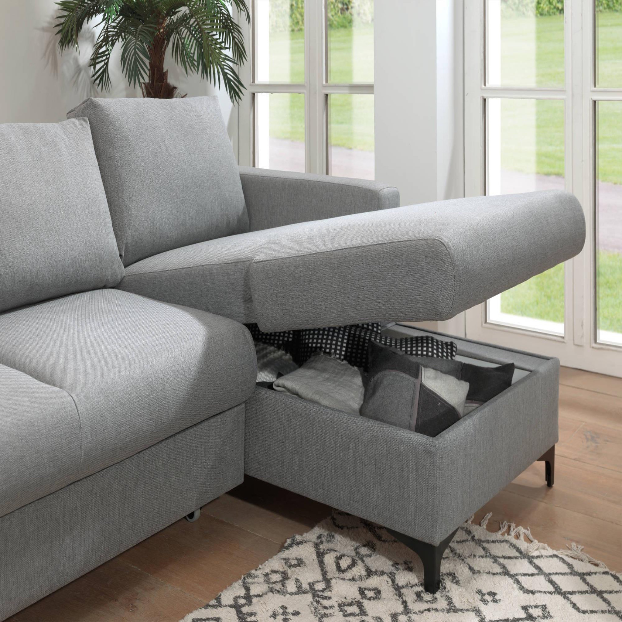 Voir la diapositive 4 : LISA DESIGN Tala - canapé d'angle droit - convertible avec coffre - 4 places - en tissu