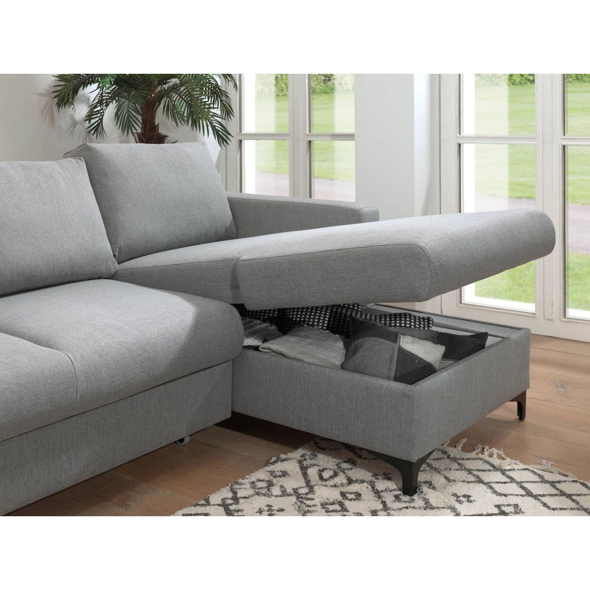 LISA DESIGN Tala - canapé d'angle droit - convertible avec coffre - 4 places - en tissu