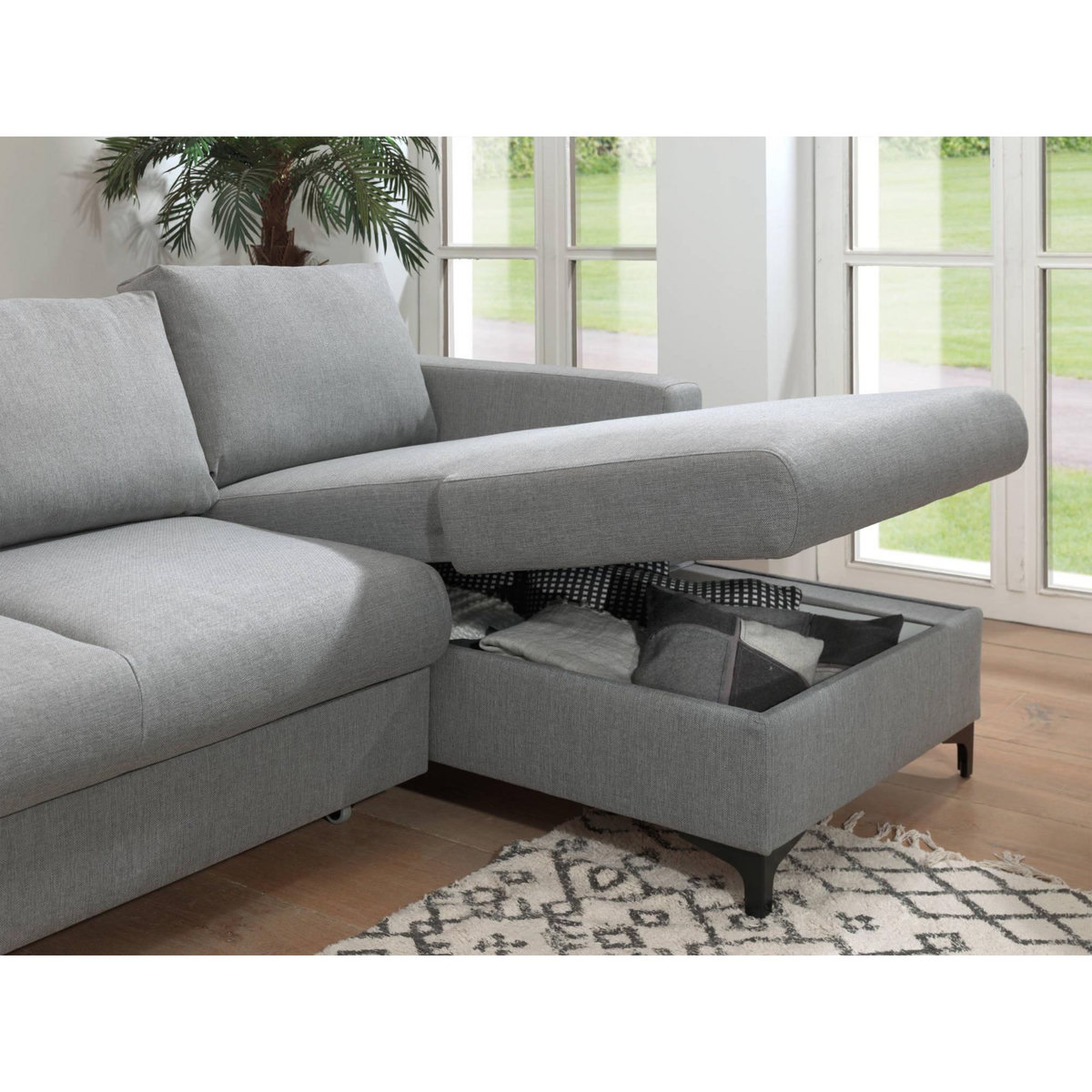 LISA DESIGN Tala - canapé d'angle droit - convertible avec coffre - 4 places - en tissu