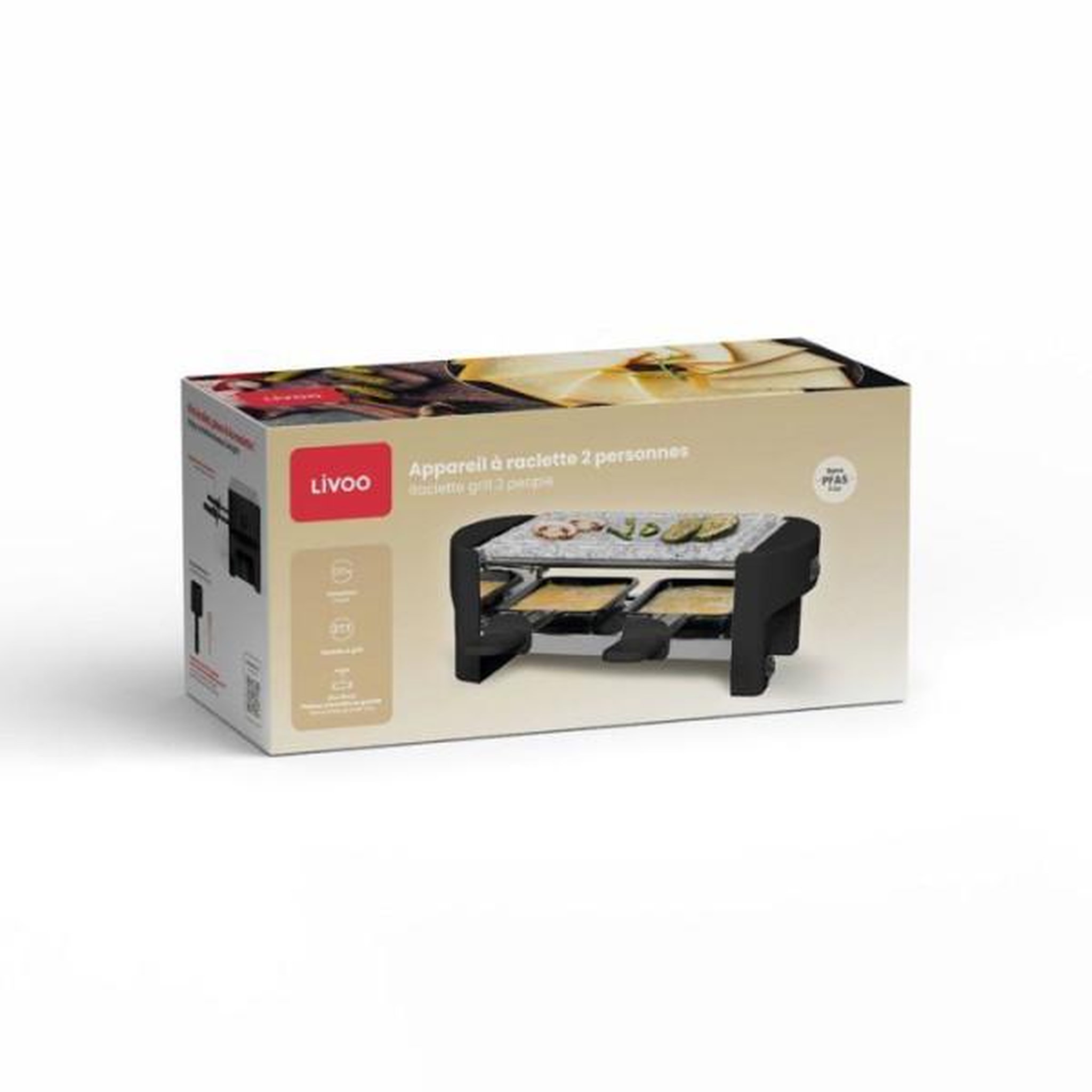 Voir la diapositive 6 : LIVOO Appareil à raclette 2 personnes 320w noir - doc369n