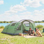 Voir la diapositive 6 : OUTSUNNY Tente de camping tunnel 4 personnes 2 pièces - étanche 3000mm - 505x390x196cm - vert