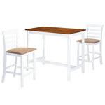 VIDAXL Table et chaises de bar 3 pcs Bois massif Marron et blanc