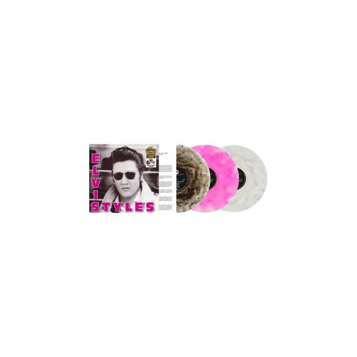 Elvis Styles Vinyle Effet Nuage Rose Néon, Noir et Blanc
