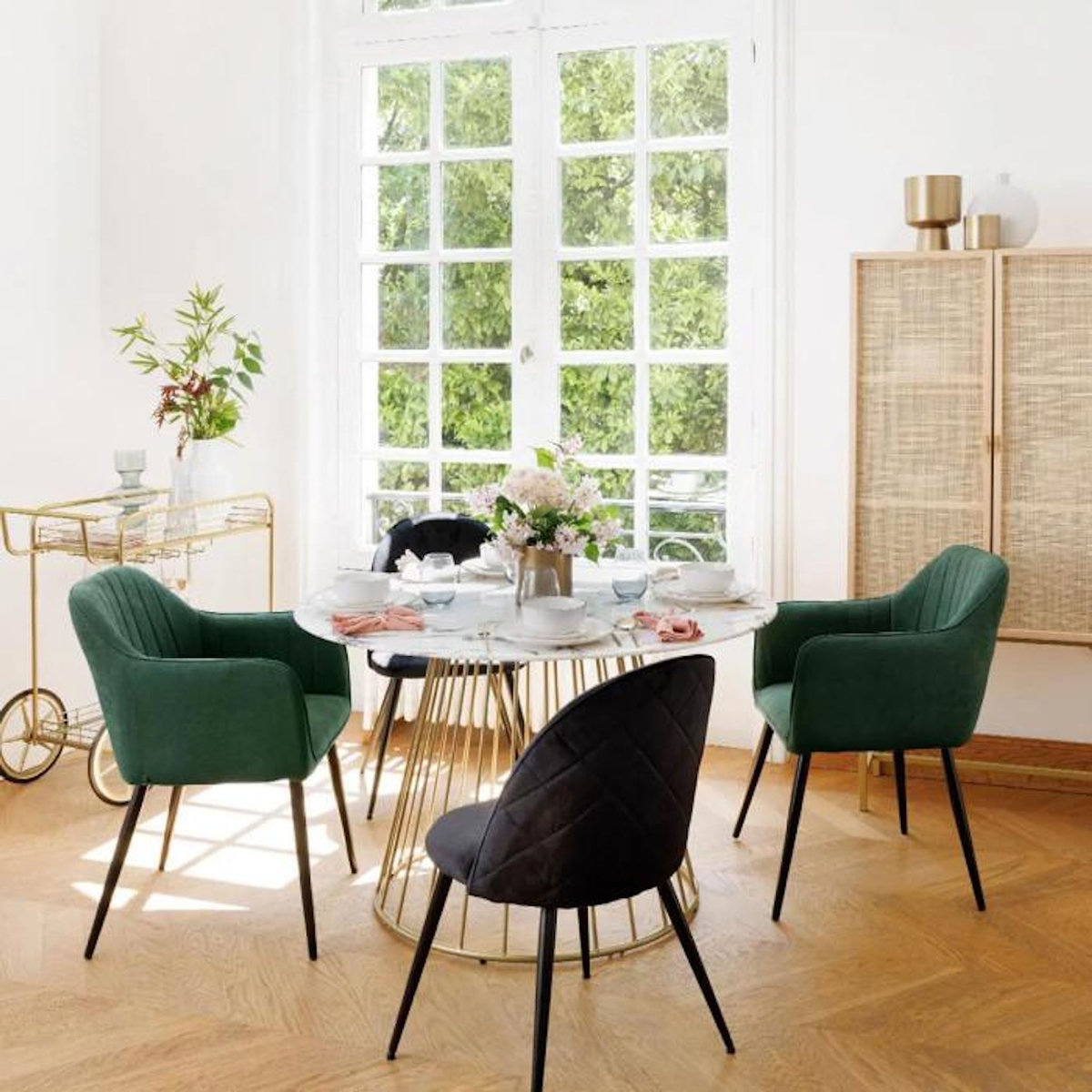 ATMOSPHERA Table à Manger Effet Marbre  Rayo  120cm Blanc