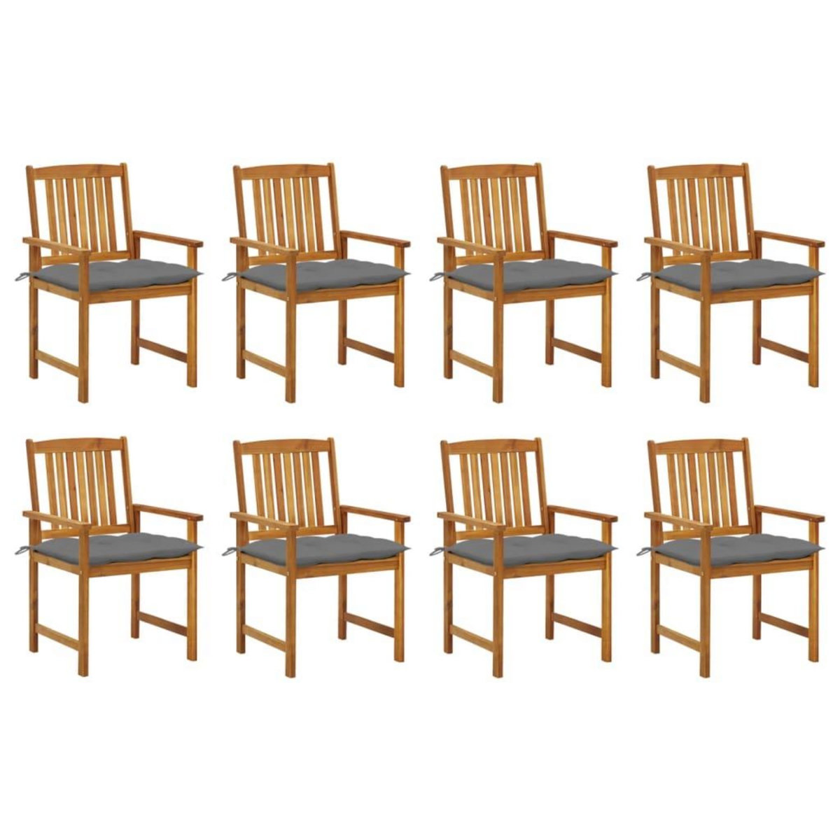 VIDAXL Chaises de jardin avec coussins lot de 8 Bois d'acacia solide
