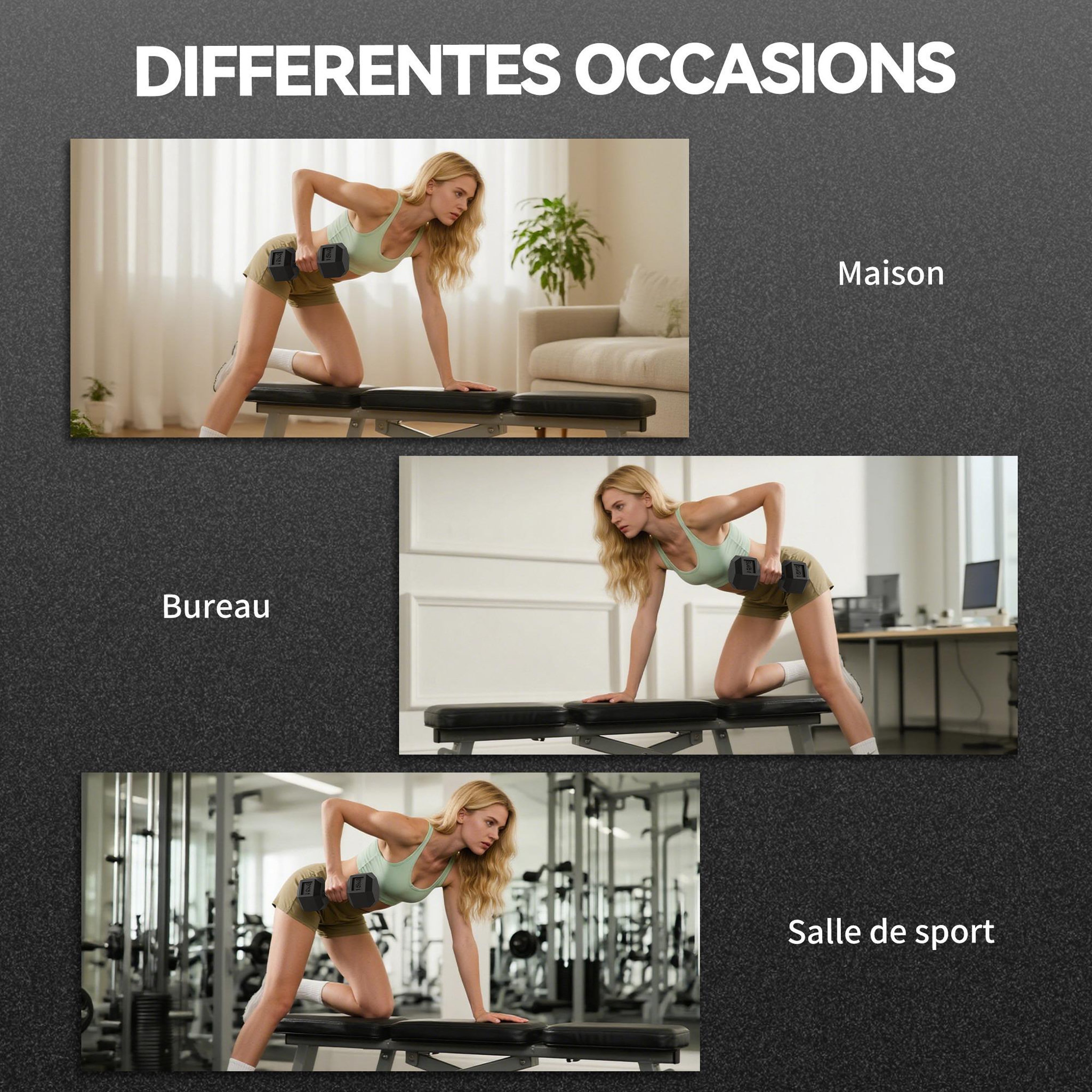 Voir la diapositive 6 : HOMCOM Haltère courte poids 15 kg - entraînement musculaire & haltérophilie - acier caoutchouc noir