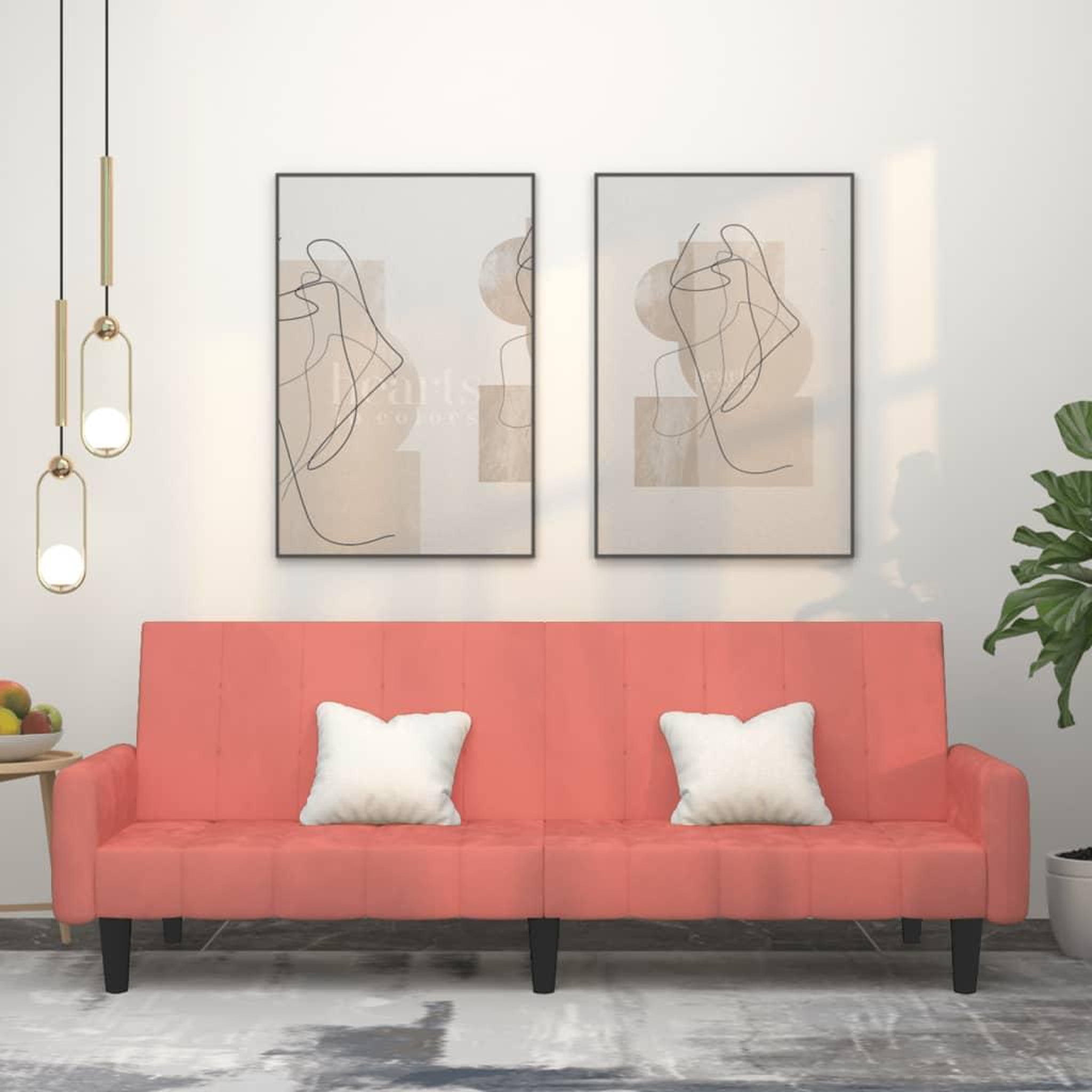 VIDAXL Canape-lit a 2 places rose velours