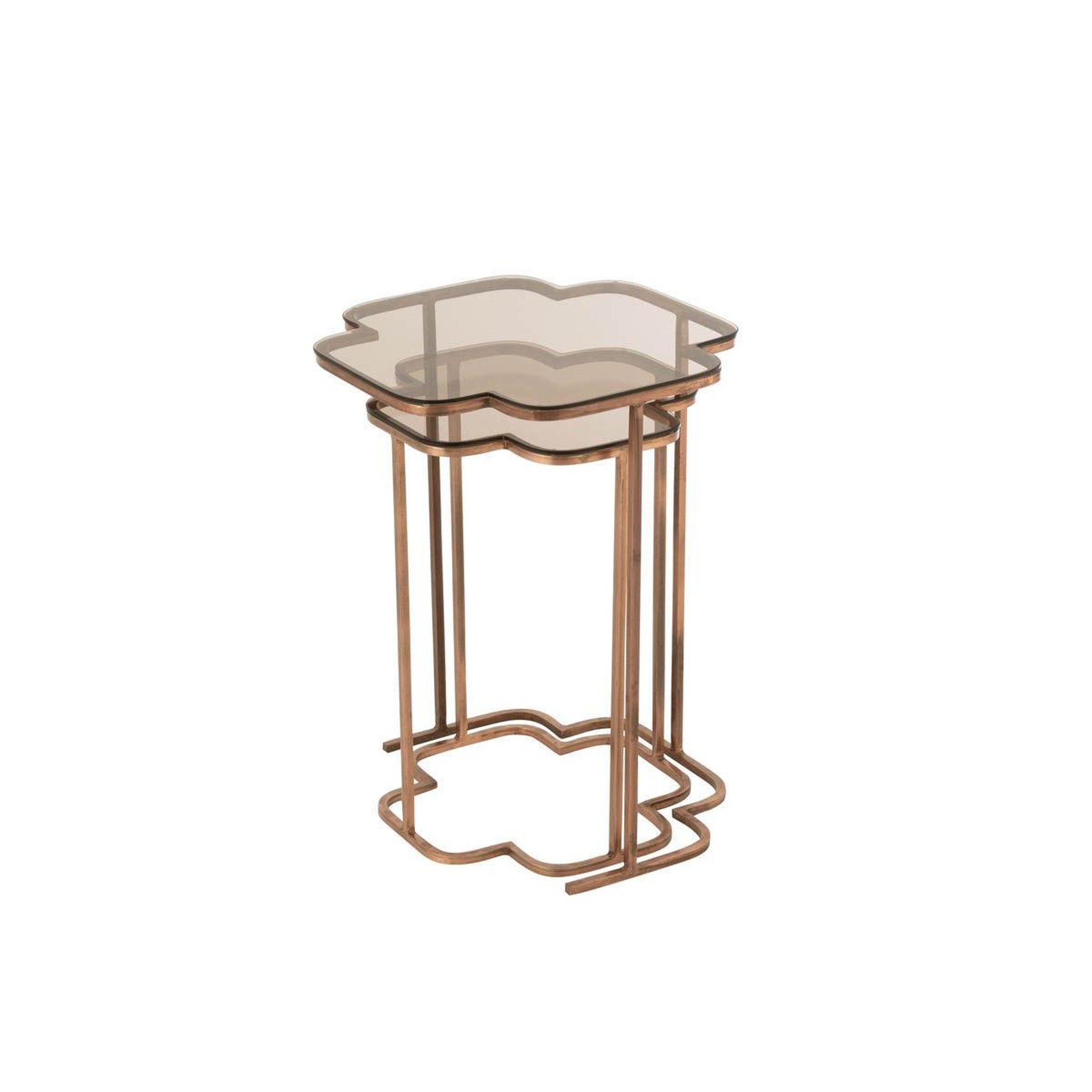 Voir la diapositive 2 : J-LINE Lot de 2 tables d'appoint métal  ones  61cm cuivre