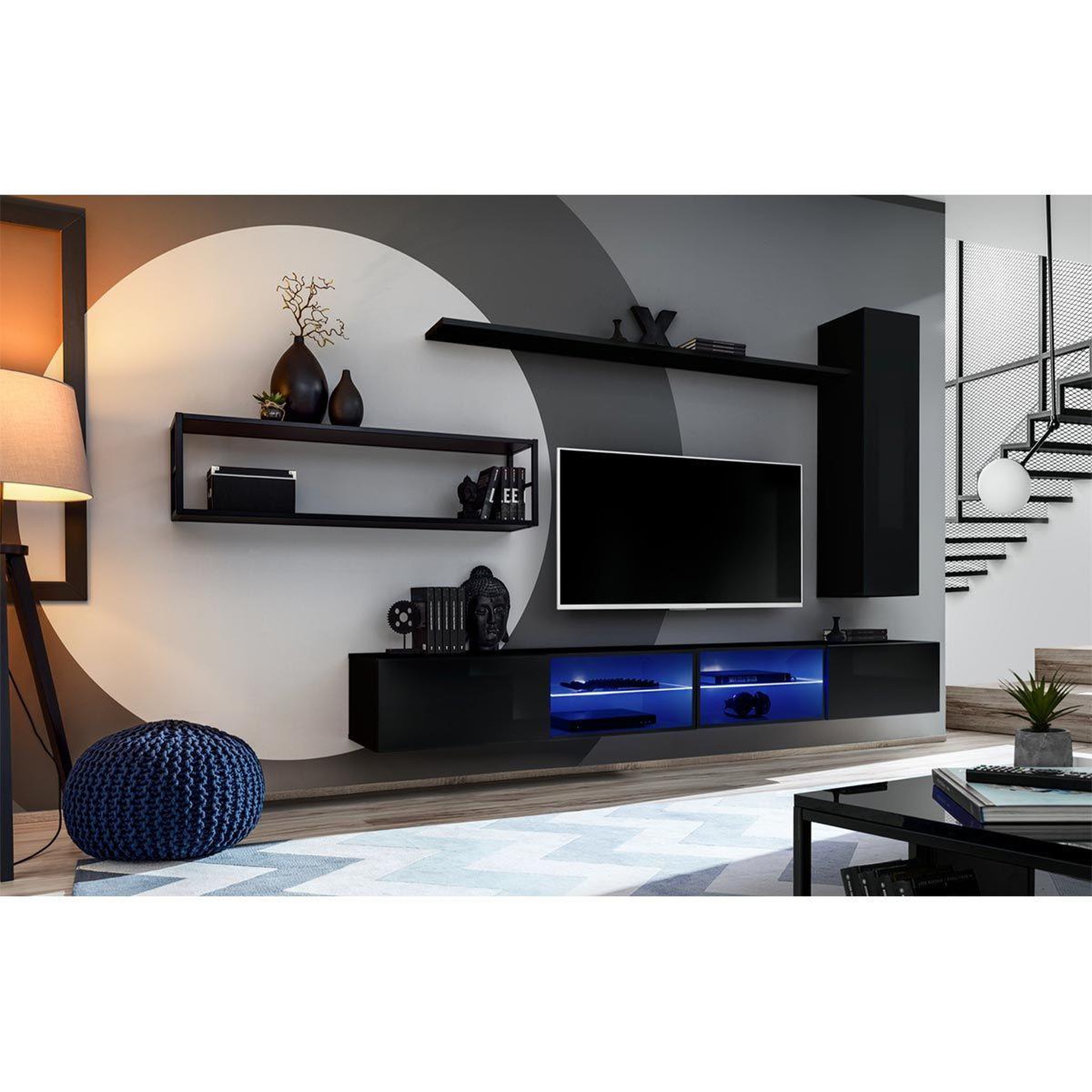 Voir la diapositive 2 : Paris Prix Ensemble meuble tv design  switch iv  300cm noir