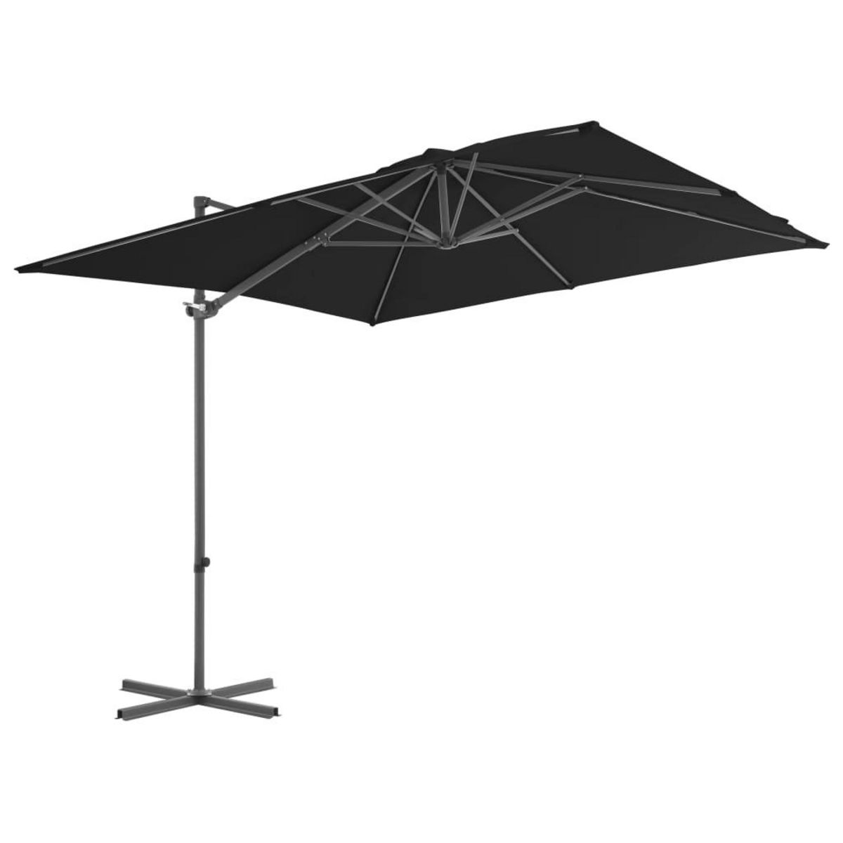 VIDAXL Parasol de jardin en porte-a-faux avec mat en acier noir