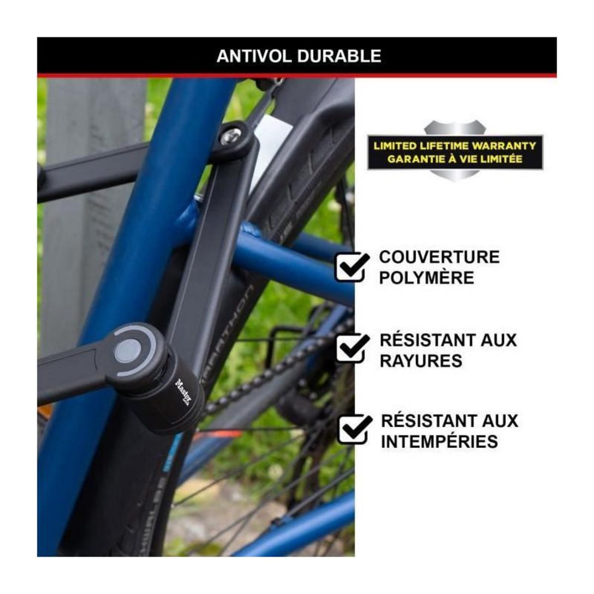 Master lock Antivol Vélo Pliable à Clefs en Acier Trempré, 4 clés, Support de transport inclus