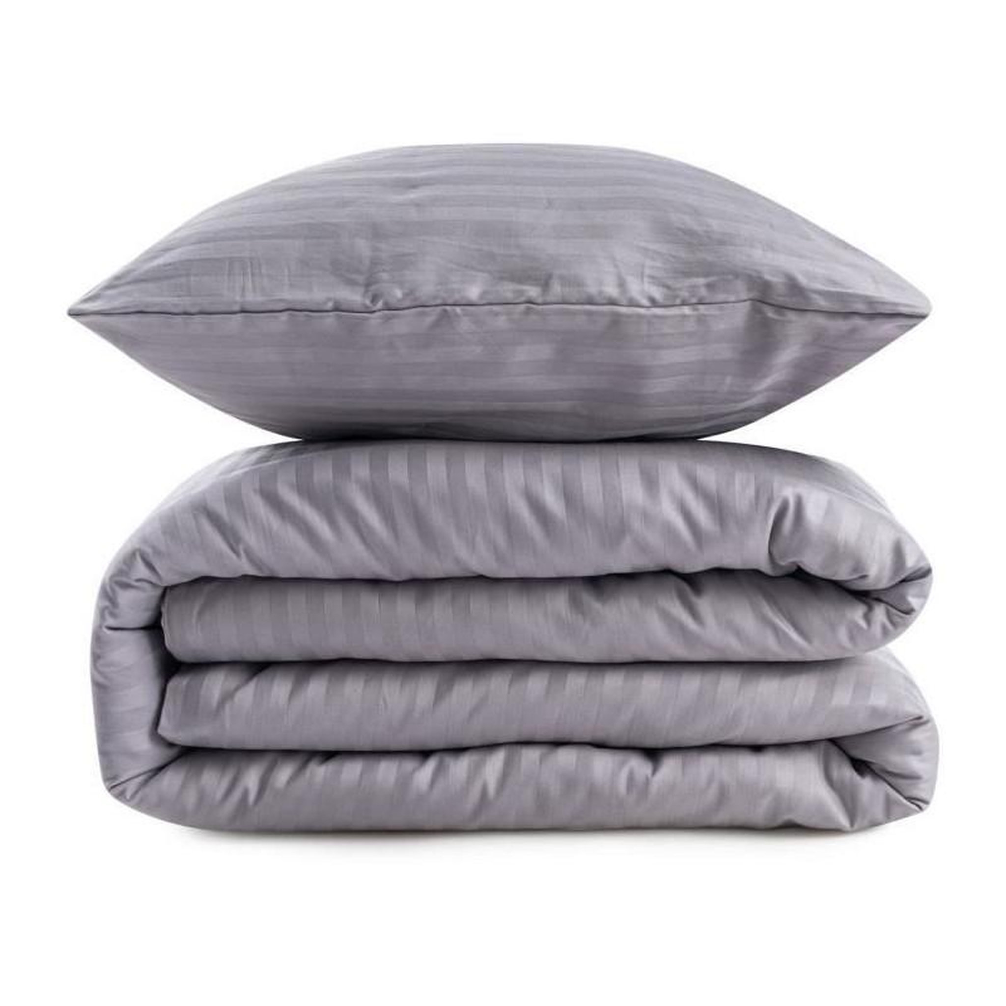 Voir la diapositive 3 : GENERIQUE Parure de lit - 1 housse de couette 220 x 240 cm + 2 taies d'oreiller 60 x 60 cm - 70% polyester, 30% coton - Gris
