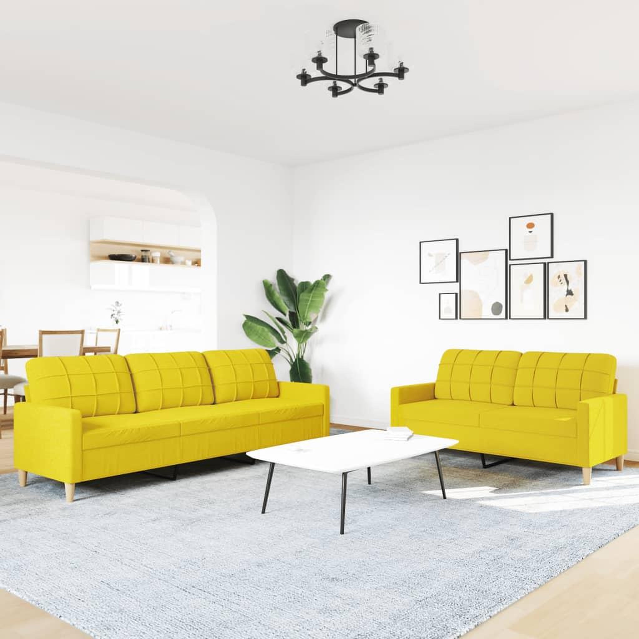 Voir la diapositive 3 : VIDAXL Ensemble de canapes 2 pcs jaune clair tissu