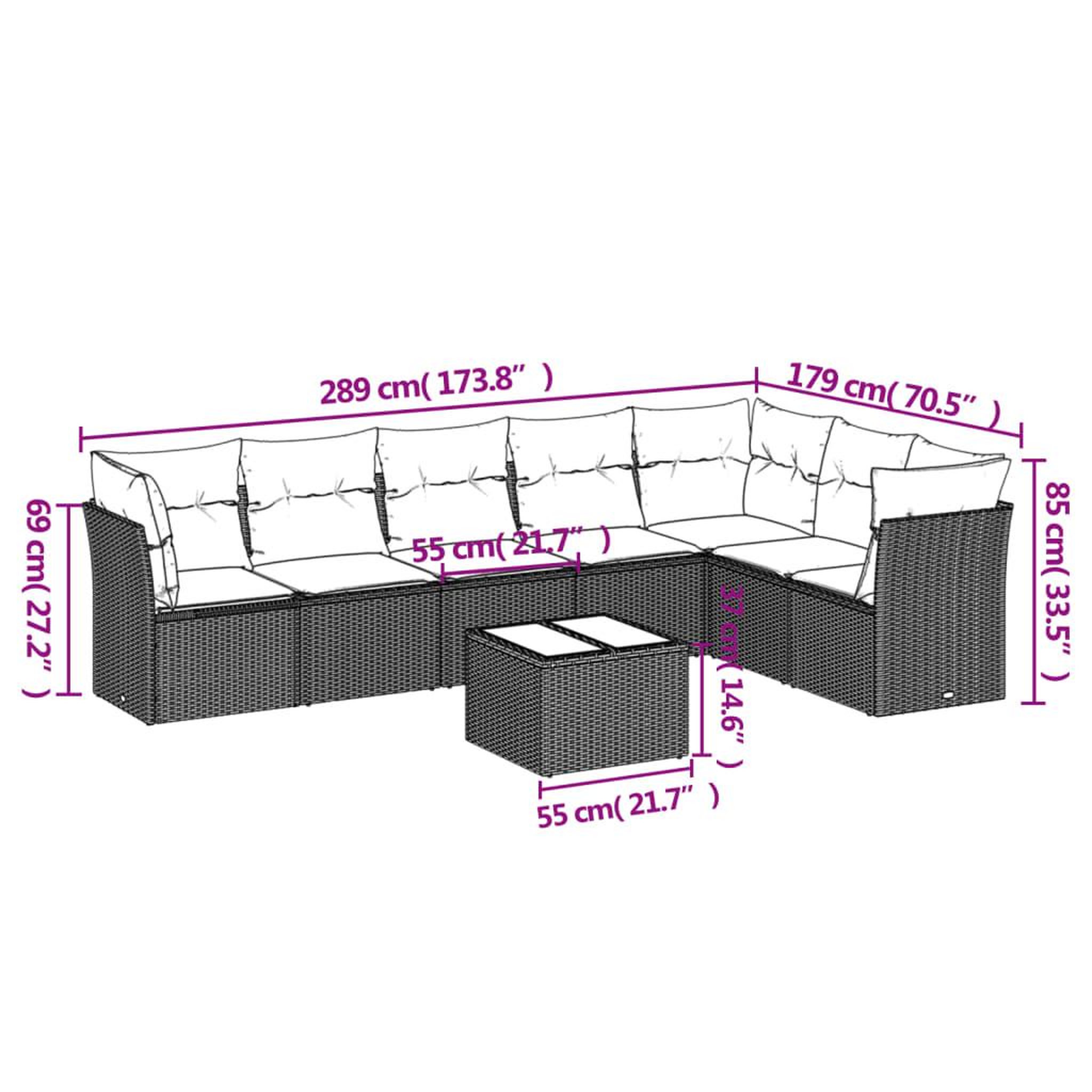 Voir la diapositive 3 : VIDAXL Salon de jardin 8 pcs avec coussins noir resine tressee