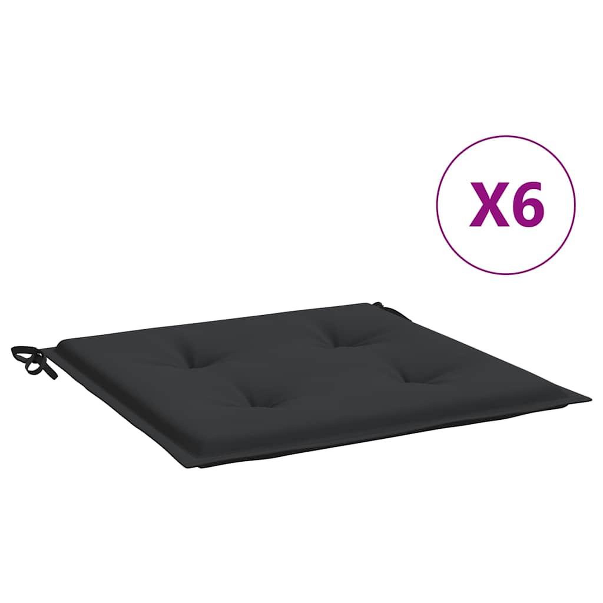 Voir la diapositive 2 : VIDAXL Coussins de chaise jardin lot de 6 noir 40x40x3 cm tissu oxford