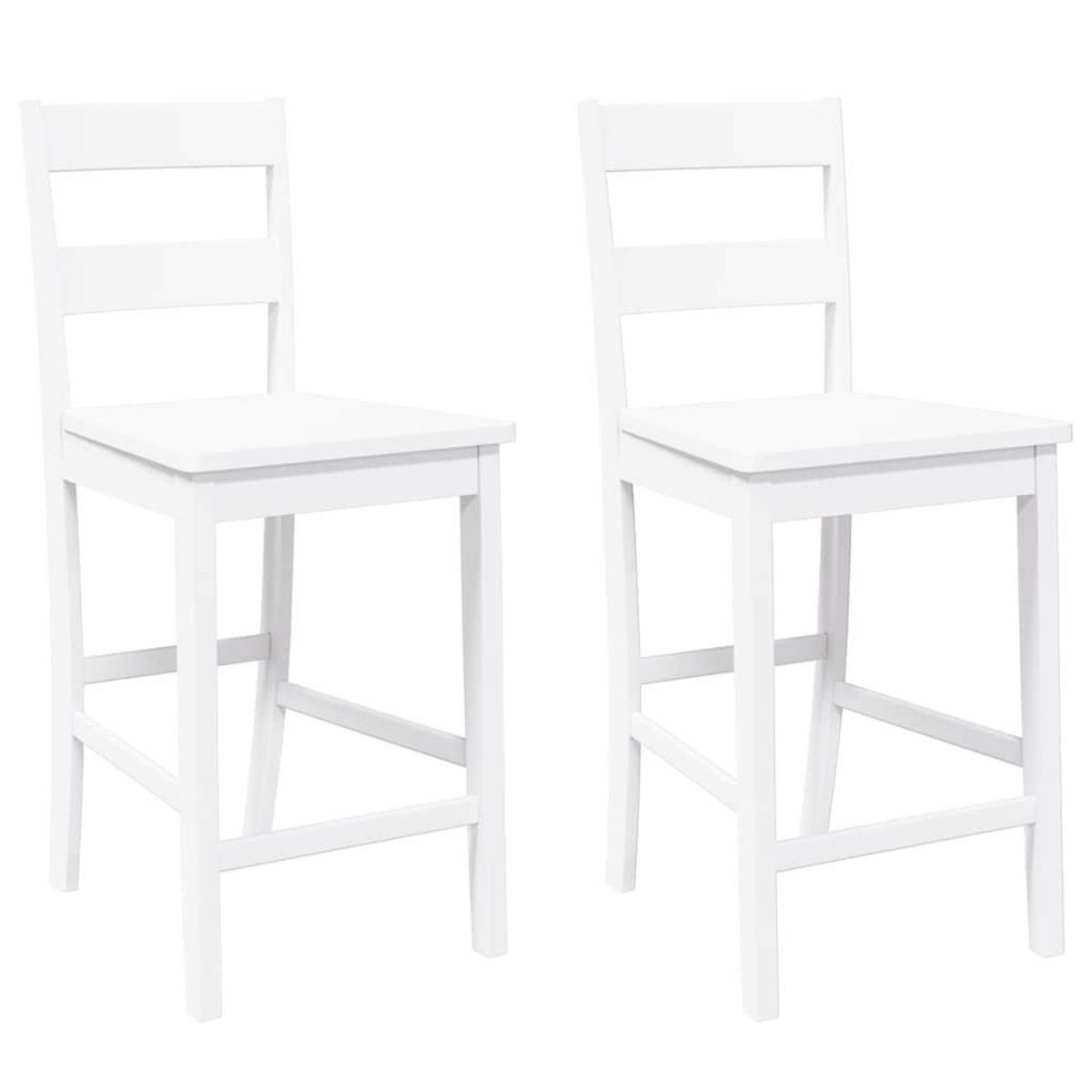 VIDAXL Tabourets de bar 2 pcs blanc bois massif d'hevea