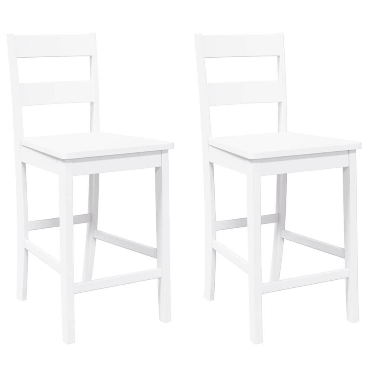 VIDAXL Tabourets de bar 2 pcs blanc bois massif d'hevea