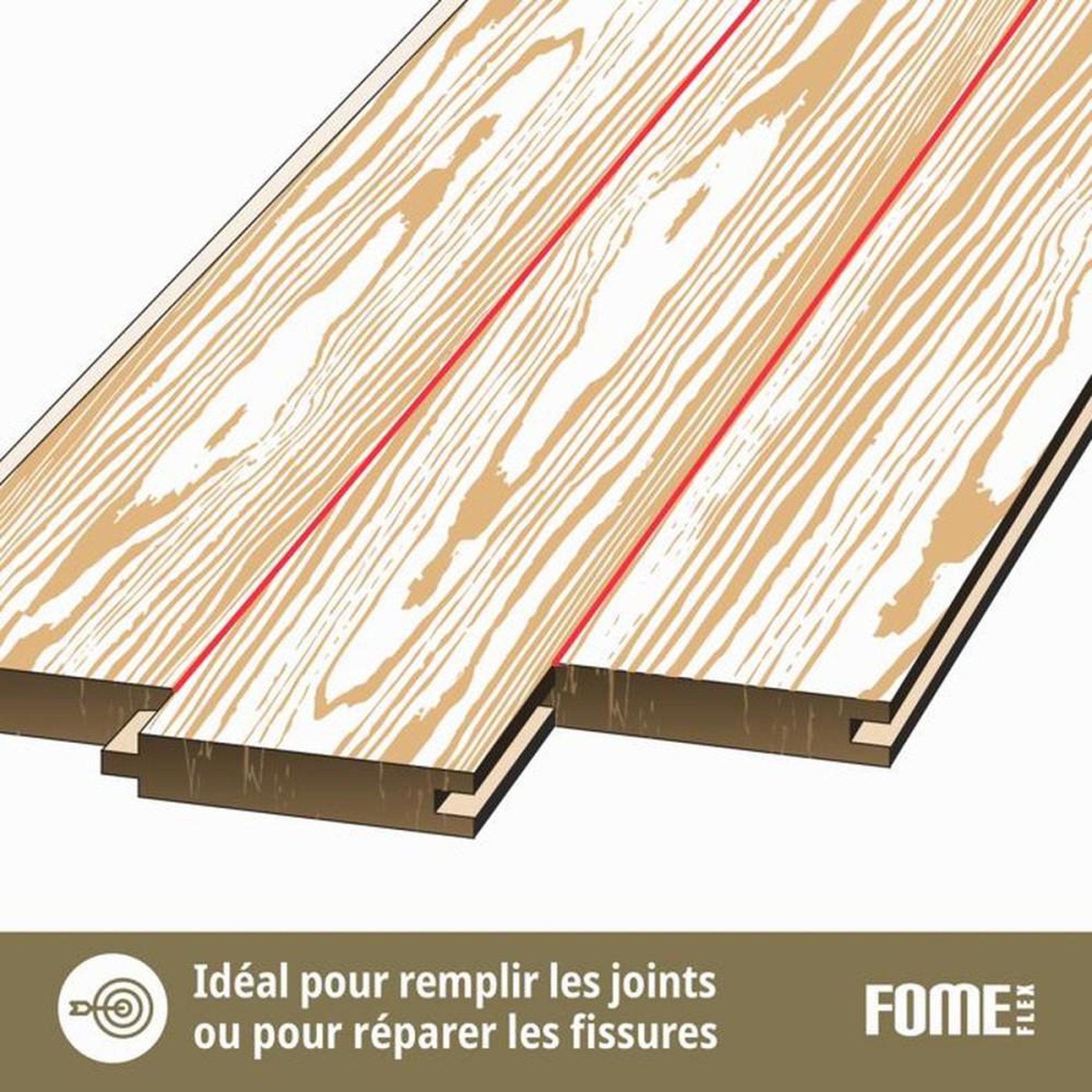 Voir la diapositive 3 : Mastic acrylique monocomposant pour parquet pin à finition satinée, bouche-fentes et joints, ponçable et peintre, sans solvant