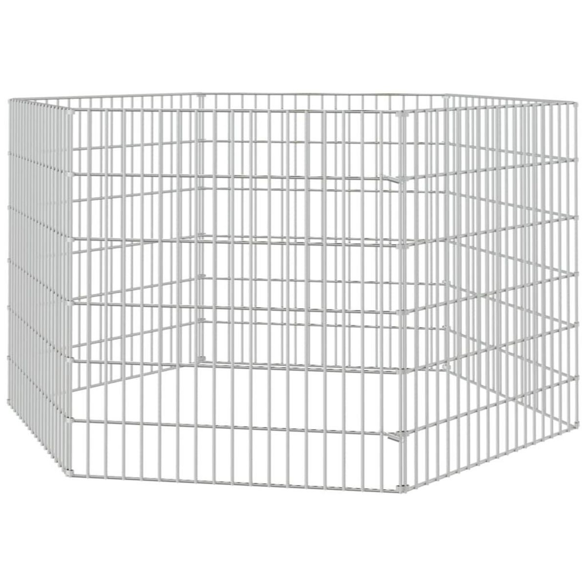 VIDAXL Enclos pour animaux en liberte 6 panneaux 54x60cm fer galvanise
