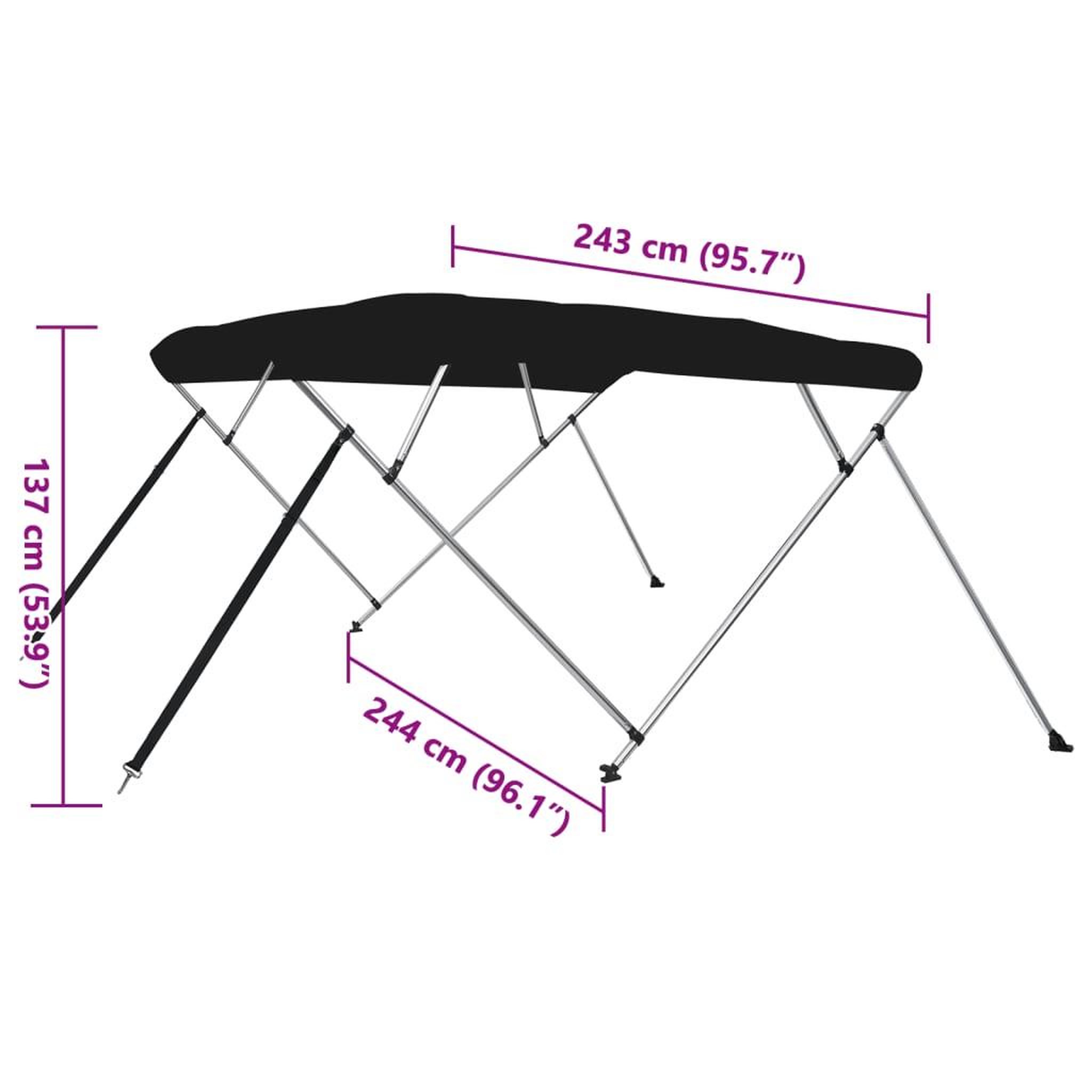 Voir la diapositive 6 : VIDAXL Auvent bimini a 4 arceaux noir 243x244x137 cm