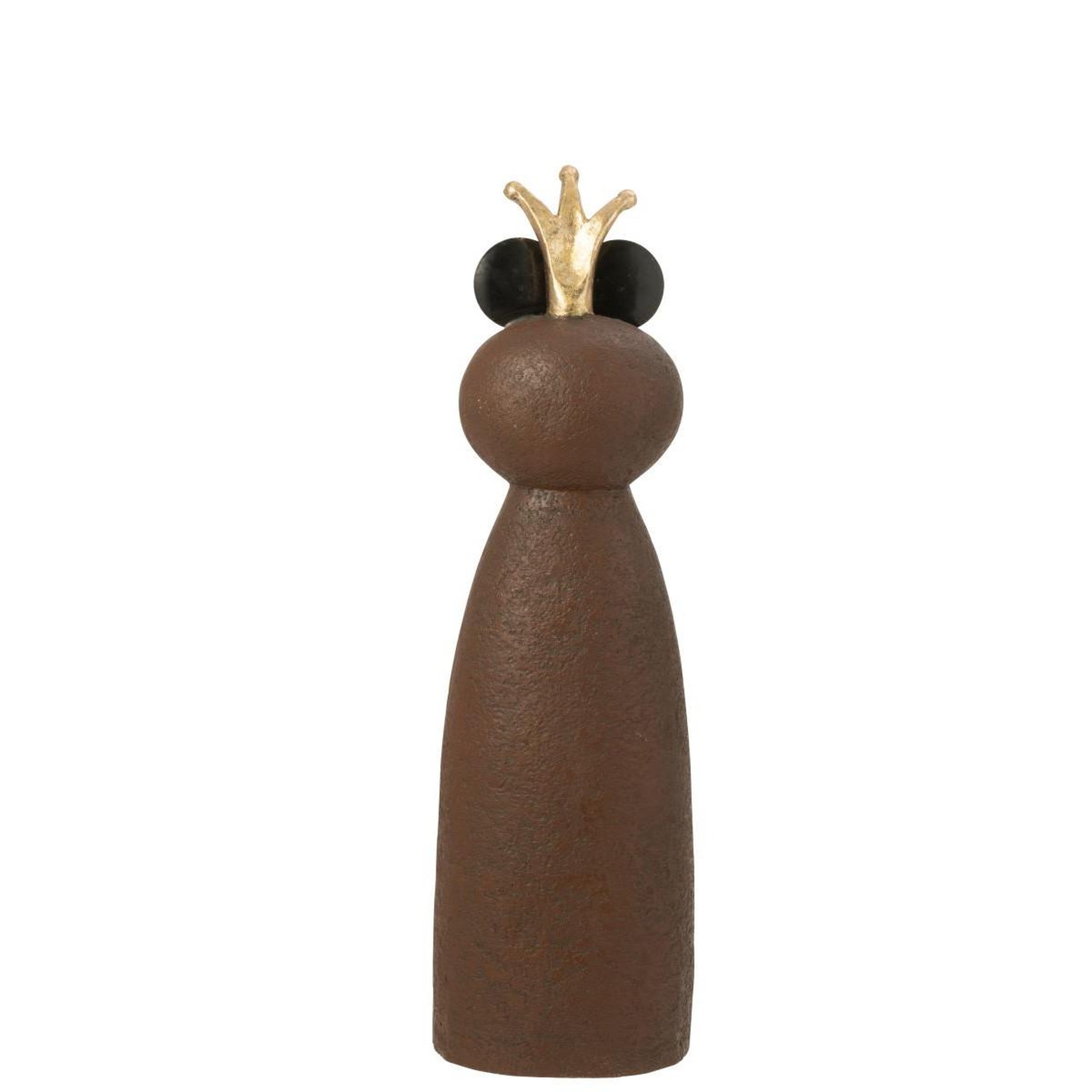 Voir la diapositive 2 : J-LINE Statue grenouille  couronne  78cm marron