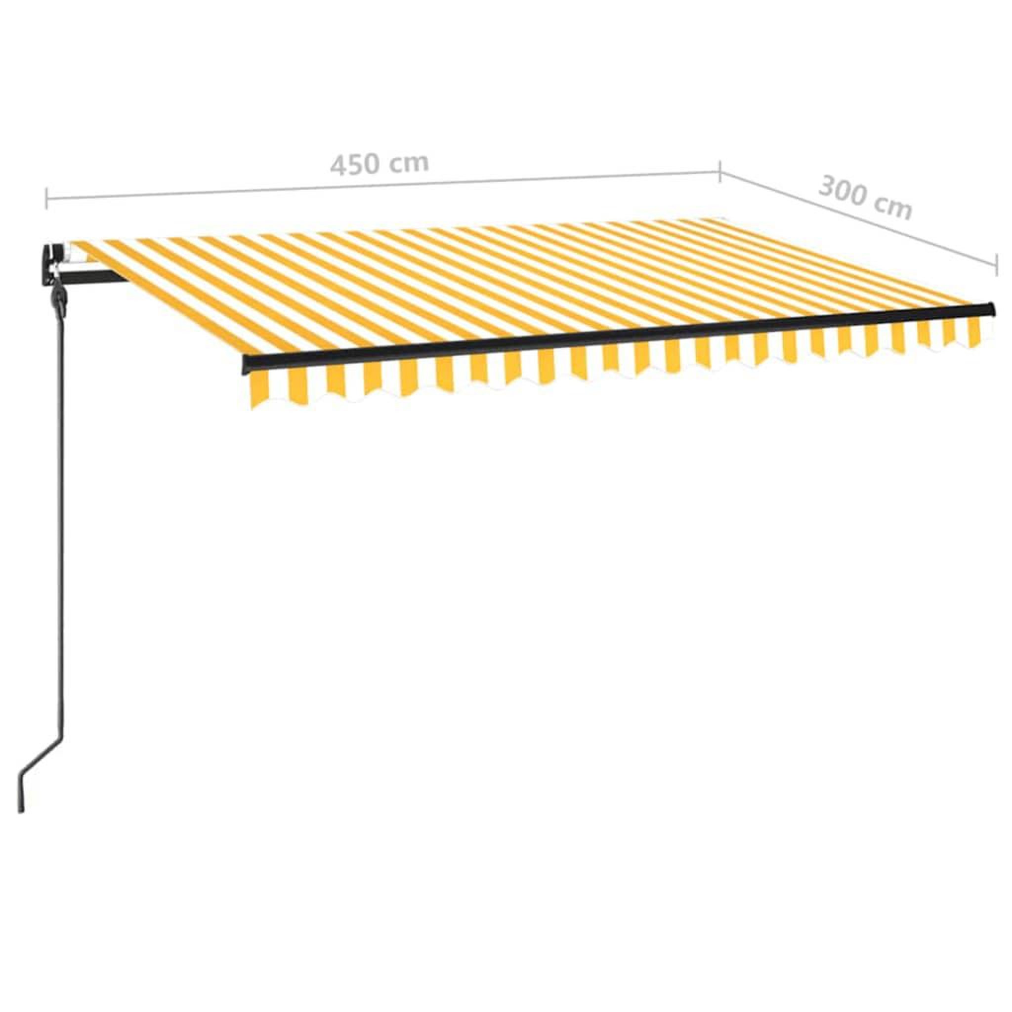 Voir la diapositive 6 : VIDAXL Auvent manuel retractable avec LED 450x300 cm Jaune et blanc