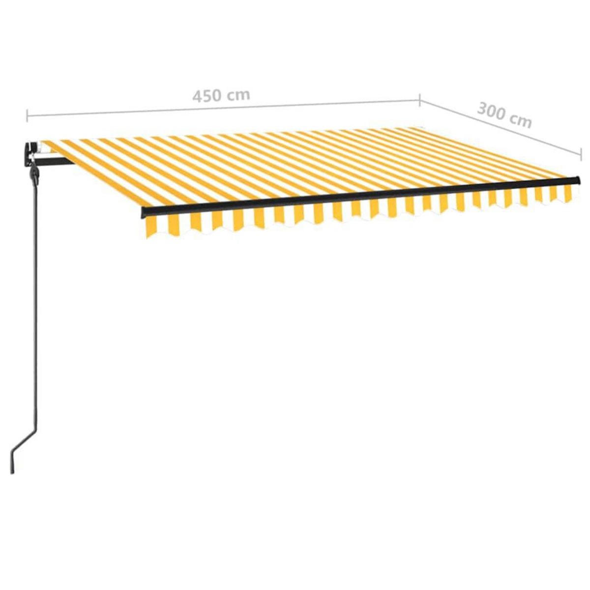 VIDAXL Auvent manuel retractable avec LED 450x300 cm Jaune et blanc