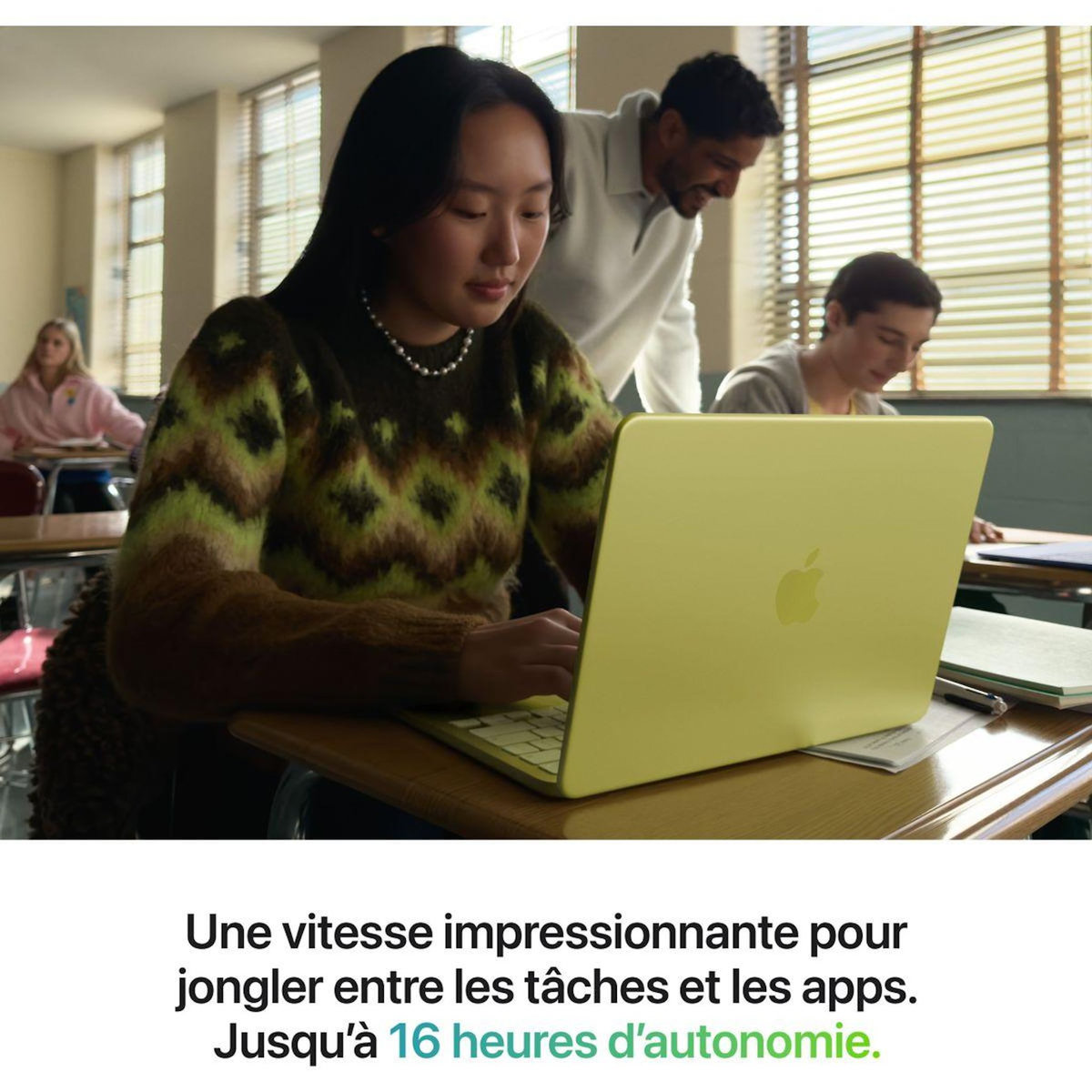 APPLE Ordinateur Apple Neo Puce A18 Pro CPU 6 / GPU 5 coeurs Mémoire RAM 8Go Stockage 512Go SSD Jaune agrume avec Touch ID