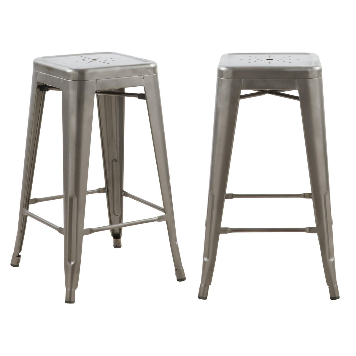 Rendez vous déco Lot de 2 tabourets pour îlot central 66 cm en métal chrome brillant - Indus