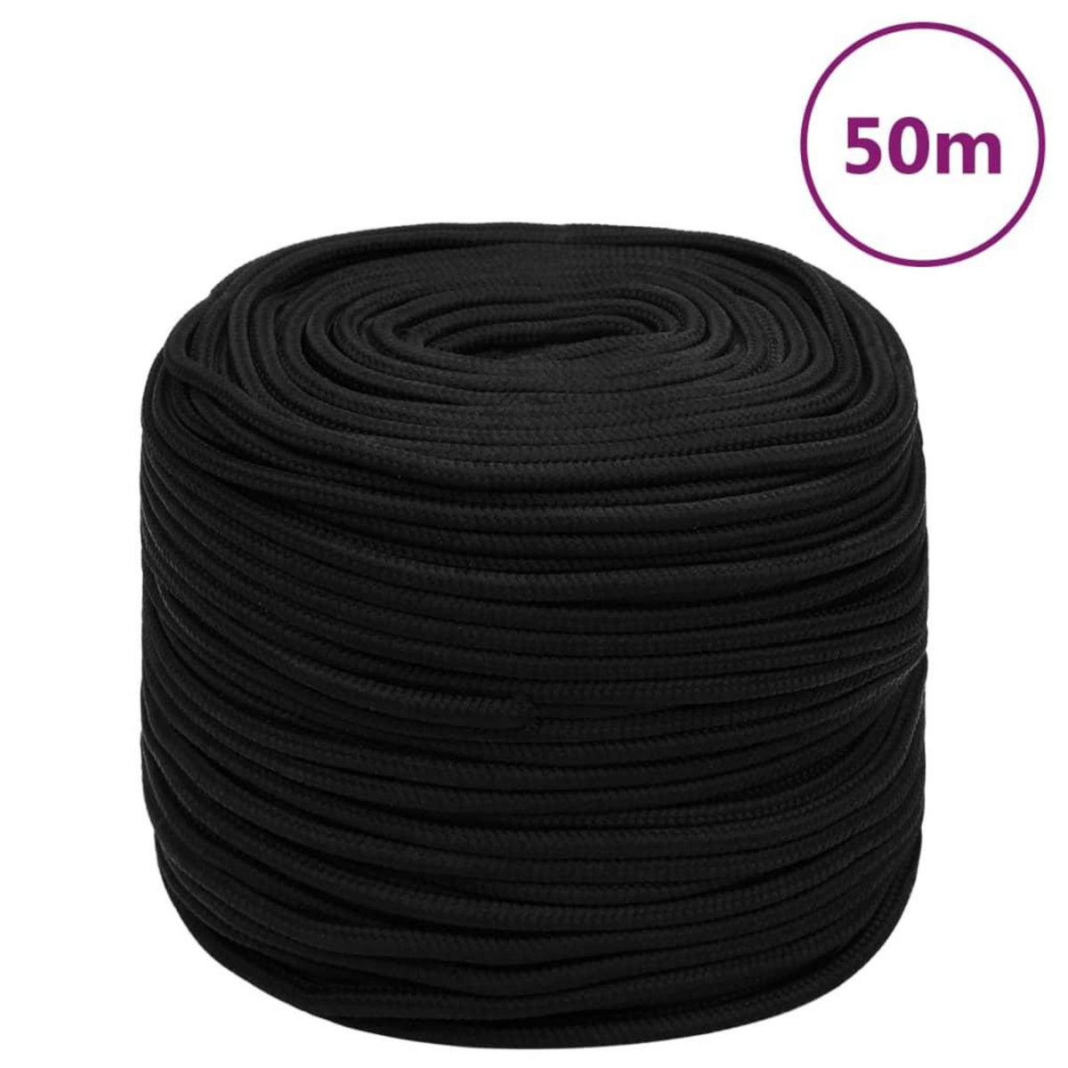 VIDAXL Corde de travail Noir 10 mm 50 m Polyester