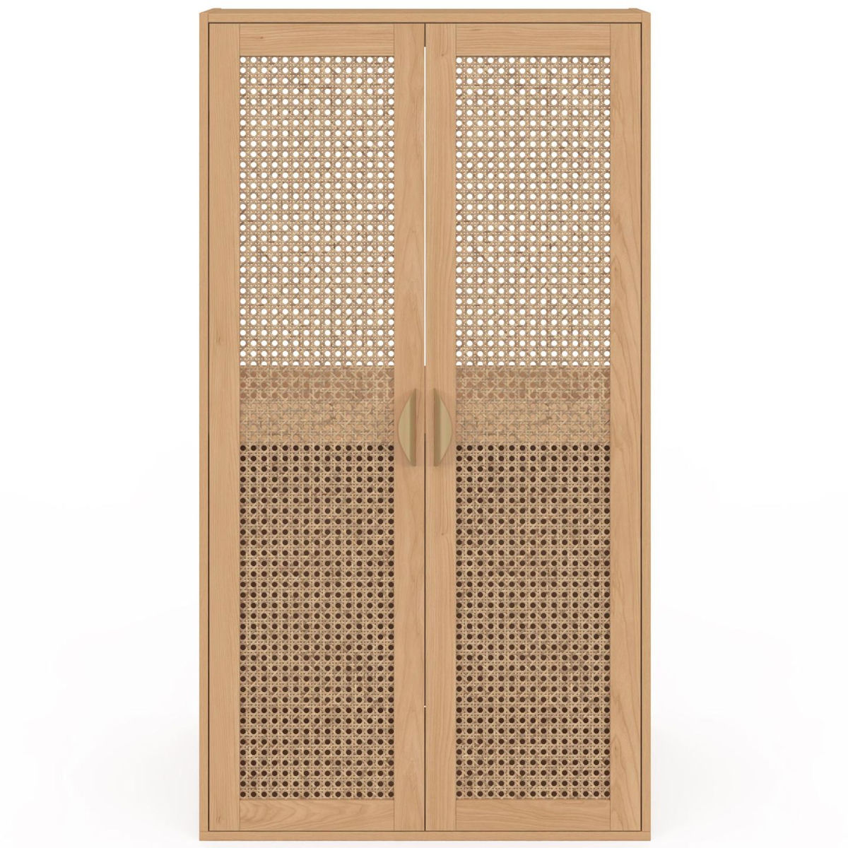 ID MARKET Armoire sous pente 2 portes EDHEN 60 x 50 x 70/110 cm bois et cannage