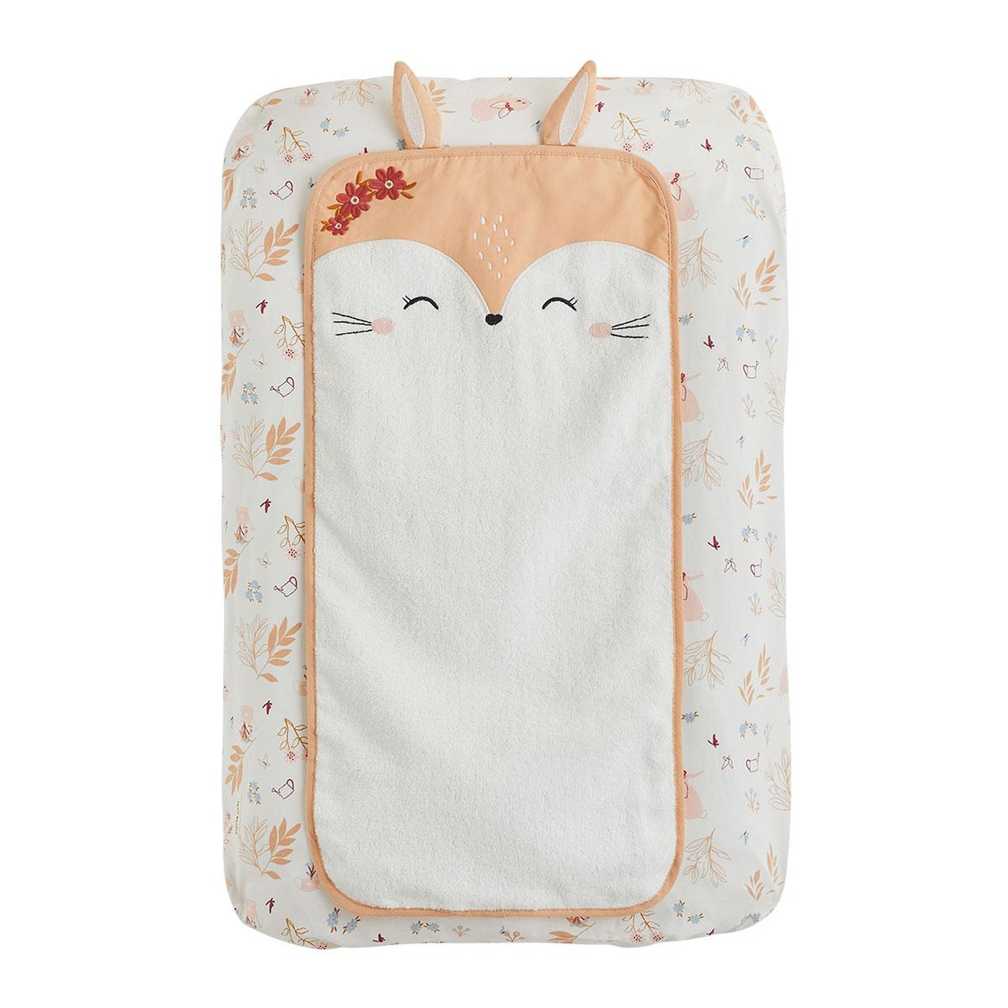 Voir la diapositive 1 : Petit Béguin Housse de matelas à langer + tapis de change praline