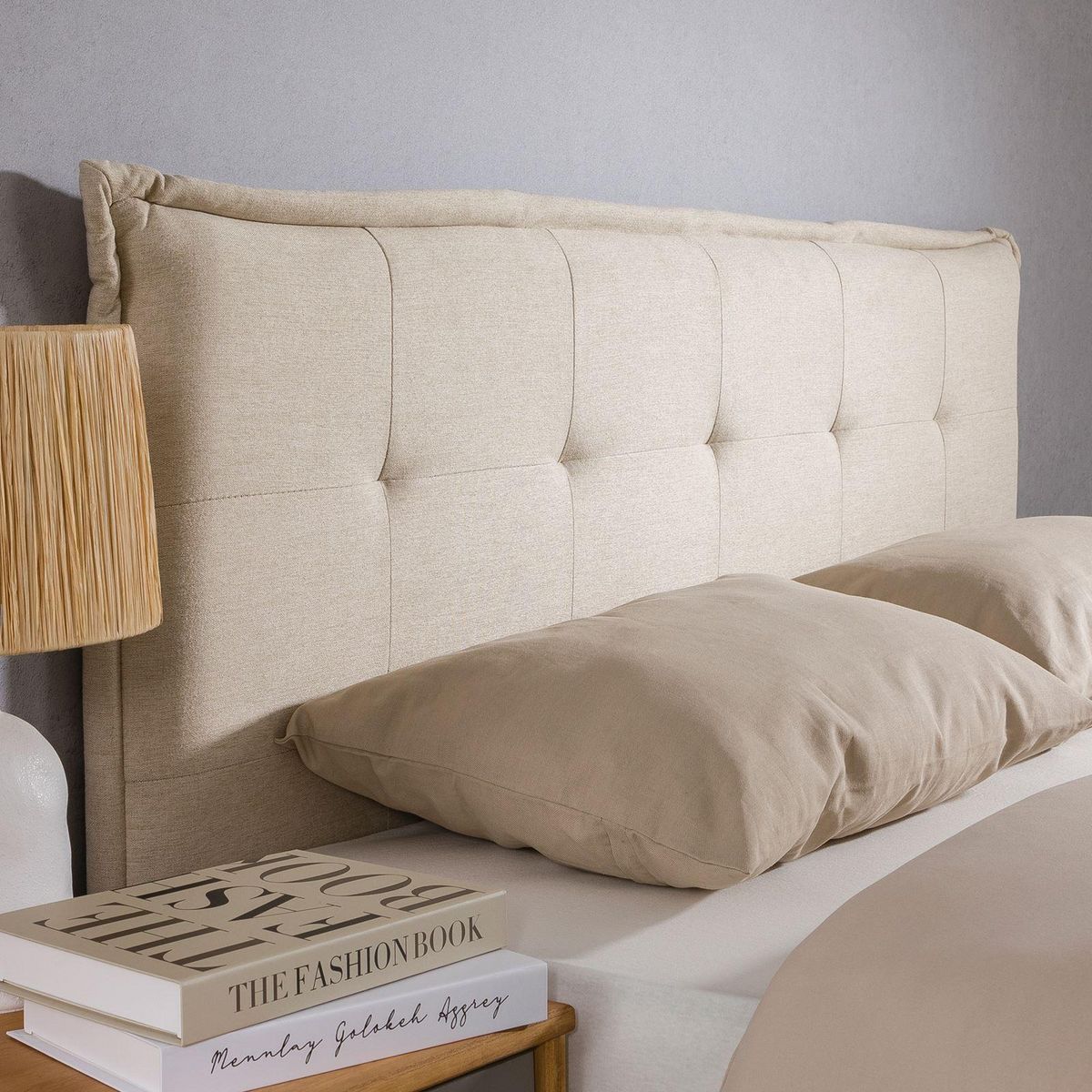 IDIMEX Tête de lit EBEYA 120 capitonnée sur pieds, en tissu