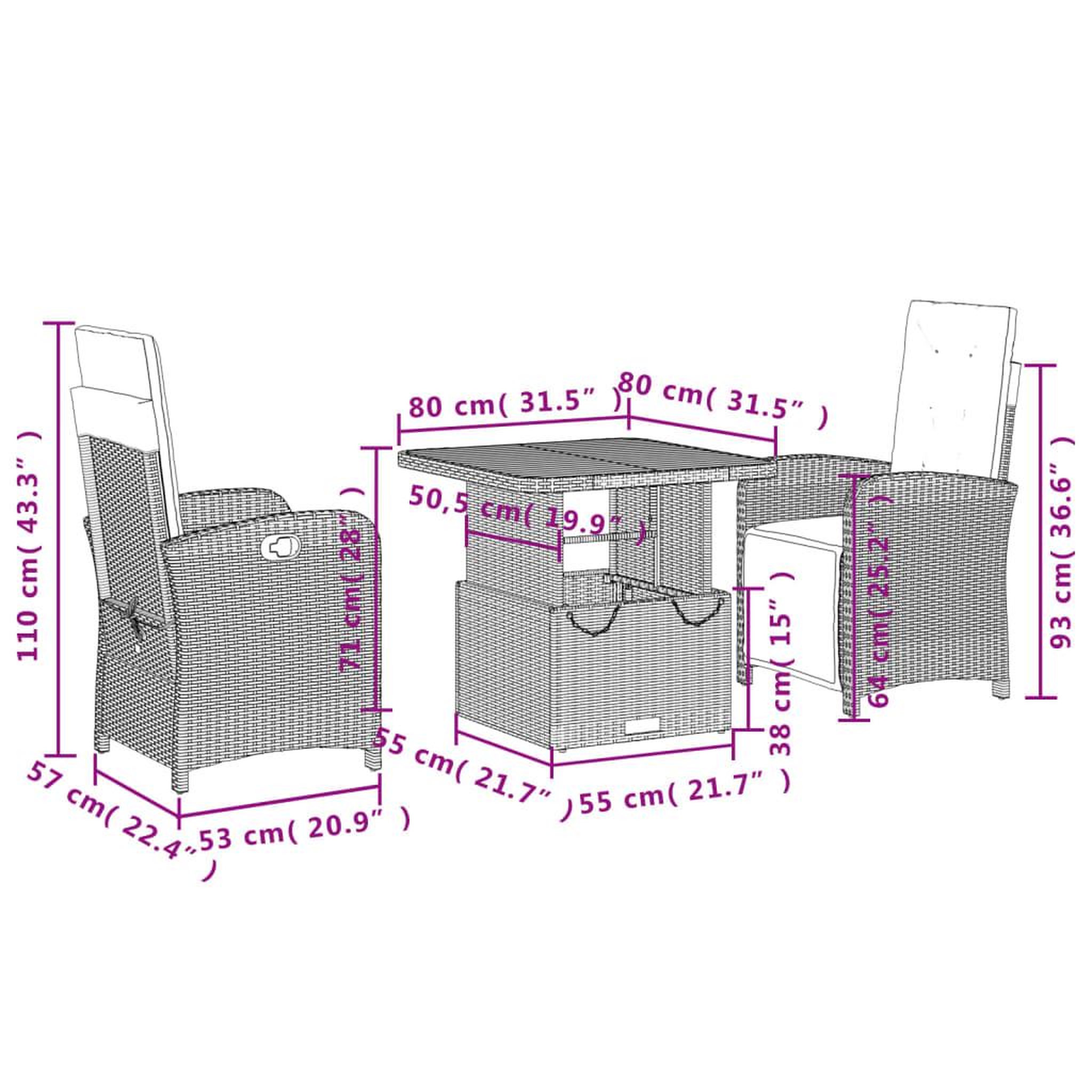 Voir la diapositive 6 : VIDAXL Ensemble a manger de jardin avec coussins 3 pcs Noir