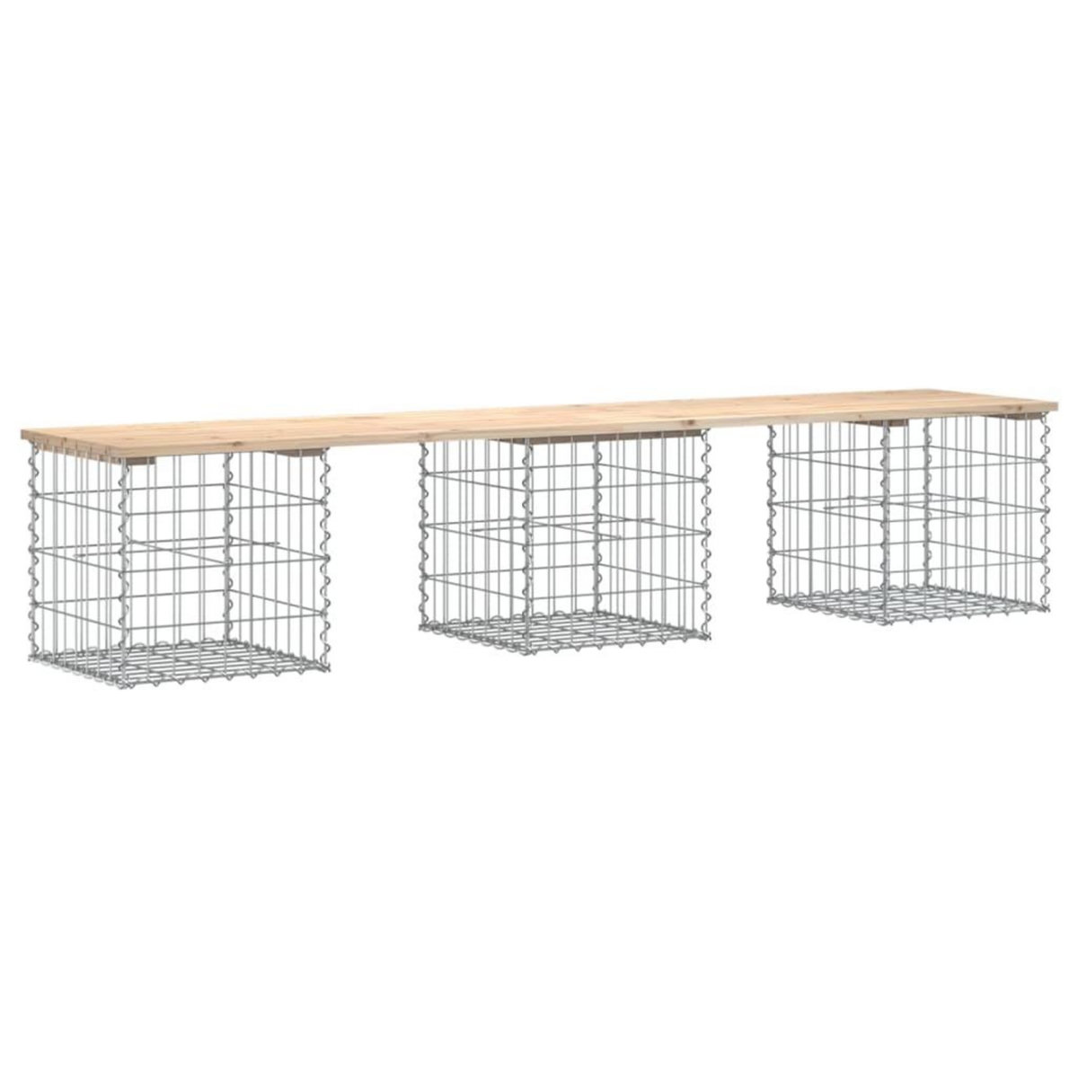 VIDAXL Banc de jardin design de gabion 203x44x42 cm bois massif de pin