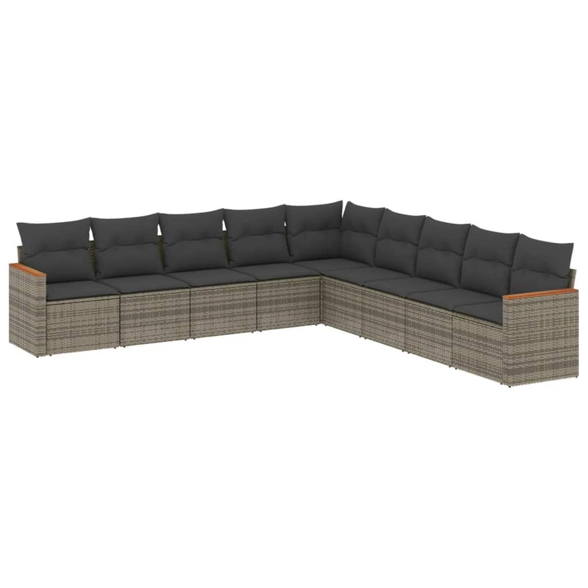 Voir la diapositive 2 : VIDAXL Salon de jardin 9 pcs avec coussins gris resine tressee