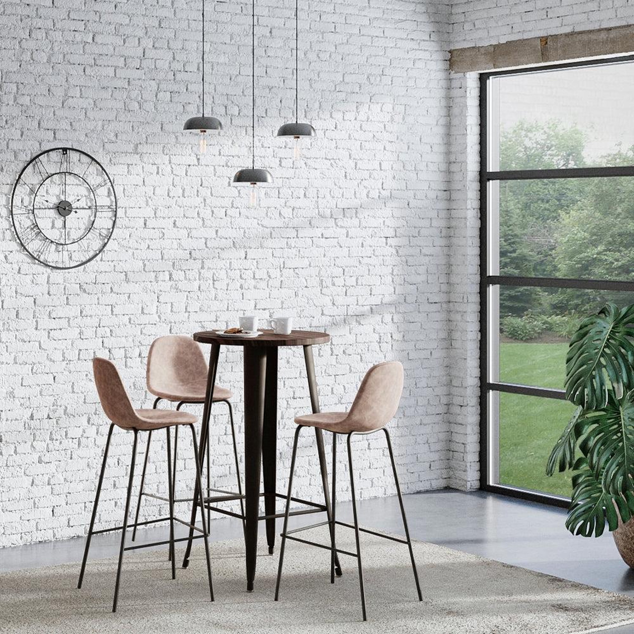Voir la diapositive 6 : MAISON PAVANE Lot de 2 chaises de bar 75 cm en cuir synthétique taupe-henrik