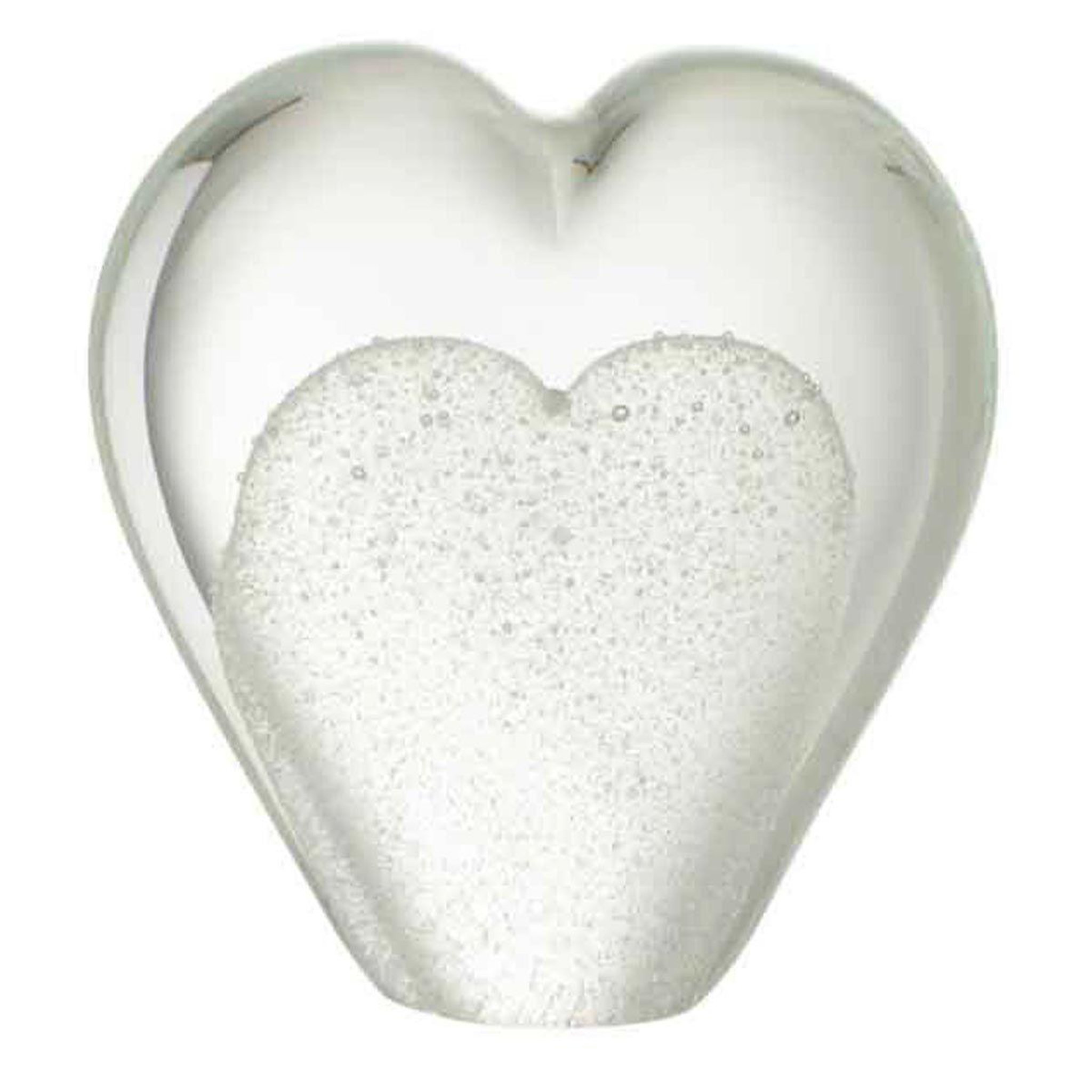 J-LINE Presse-papier en verre  cœur  10cm blanc