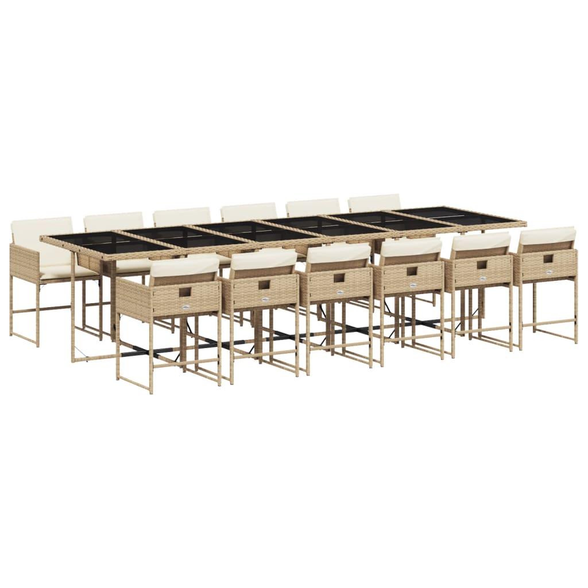 Voir la diapositive 2 : VIDAXL Ensemble a manger de jardin et coussins 13 pcs beige