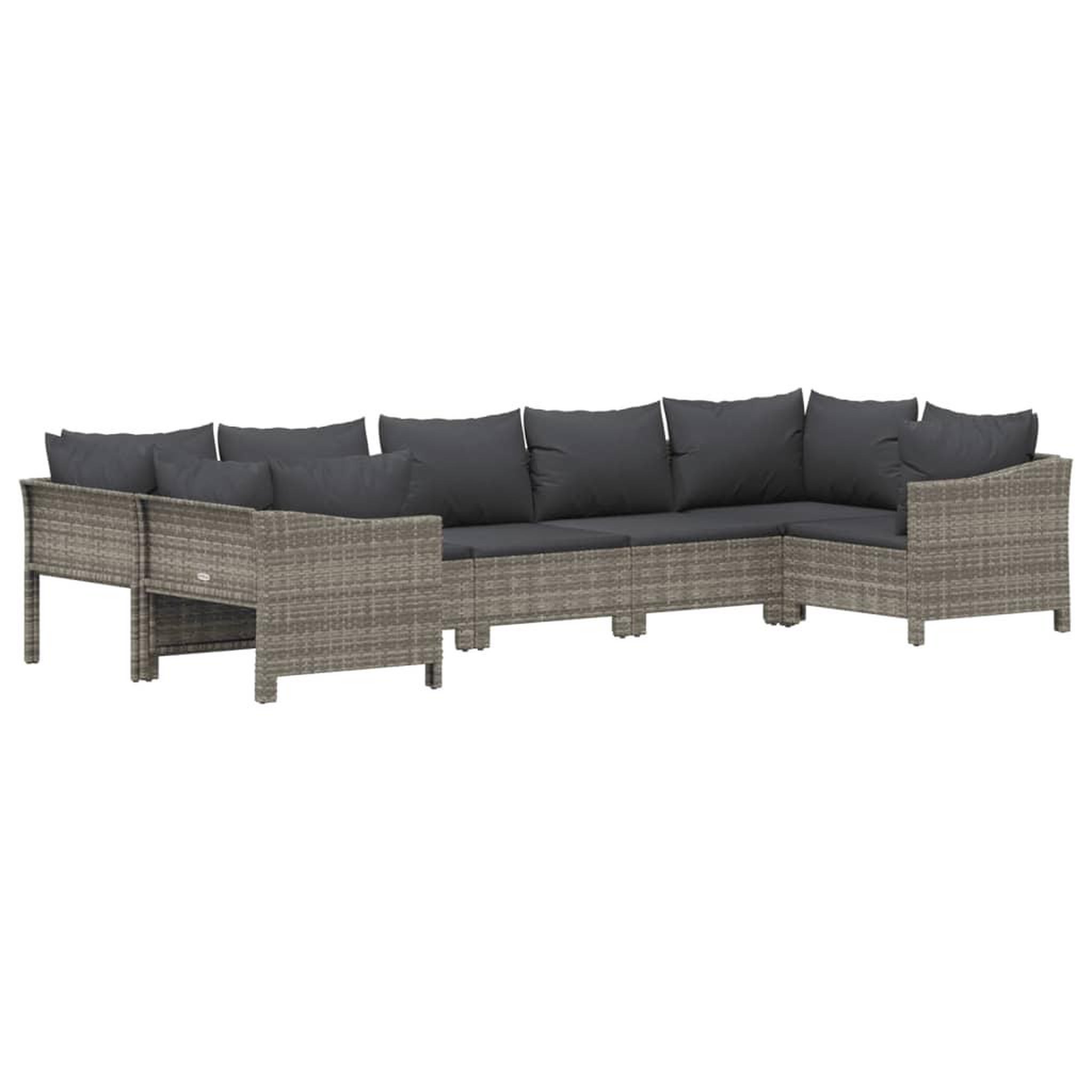 Voir la diapositive 3 : VIDAXL Salon de jardin 7 pcs avec coussins Gris Resine tressee